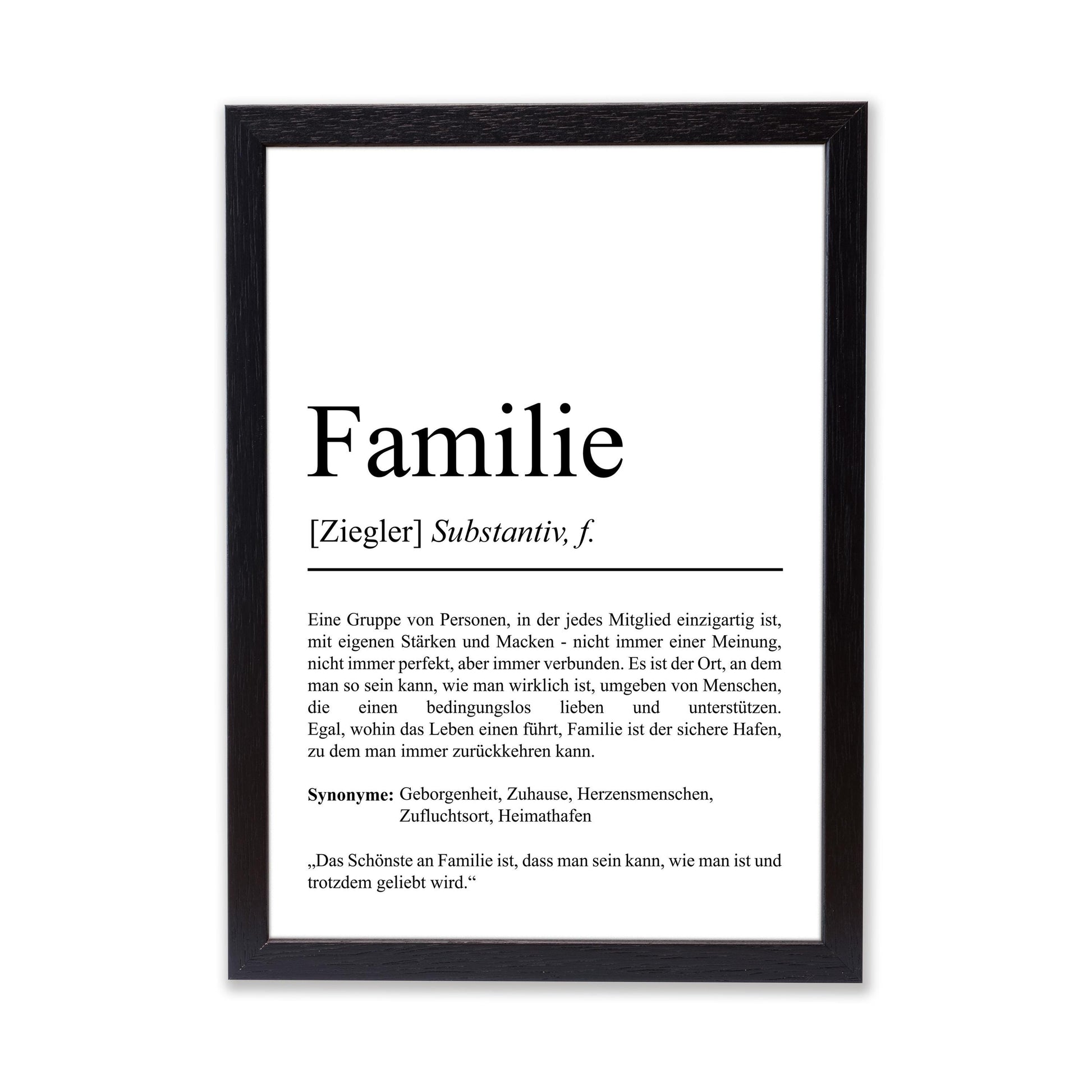 Familie Definition Poster personalisierbar mit Namen Familien Poster Geschenk Einzug Geburtstag Geschenk Familien Poster Zuhause