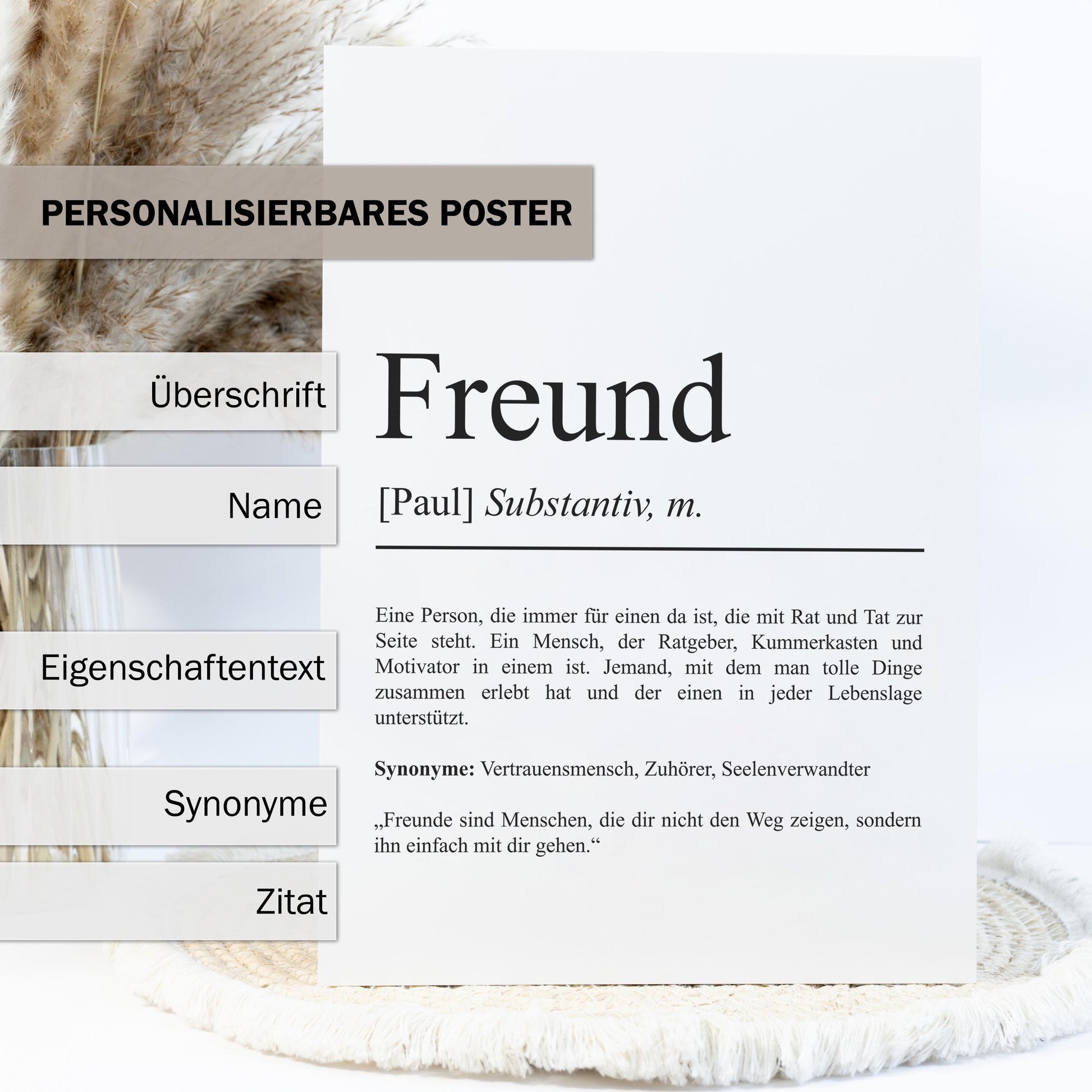 Freund Definition Poster personalisierbar mit Namen Bester Freund Poster Geschenk Einzug Geburtstag Geschenk Freund Poster Jahrestag