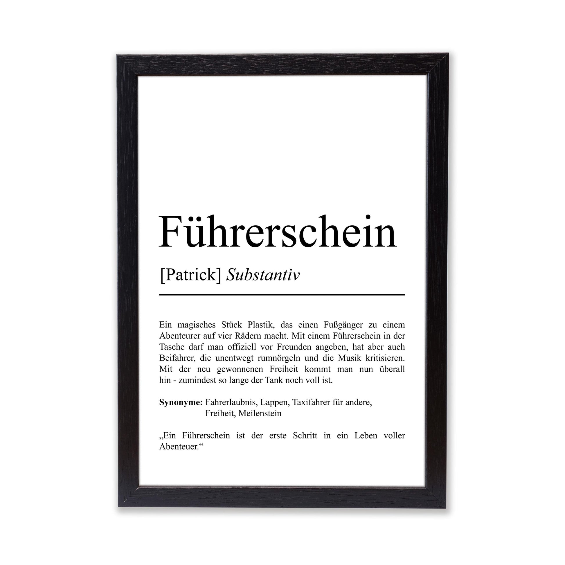 Führerschein Definition Poster personalisierbar mit Namen Prüfung Poster Führerschenk Geschenk zum Abschluss Führerschein Poster Definition