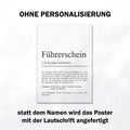 Führerschein Definition Poster personalisierbar mit Namen Prüfung Poster Führerschenk Geschenk zum Abschluss Führerschein Poster Definition