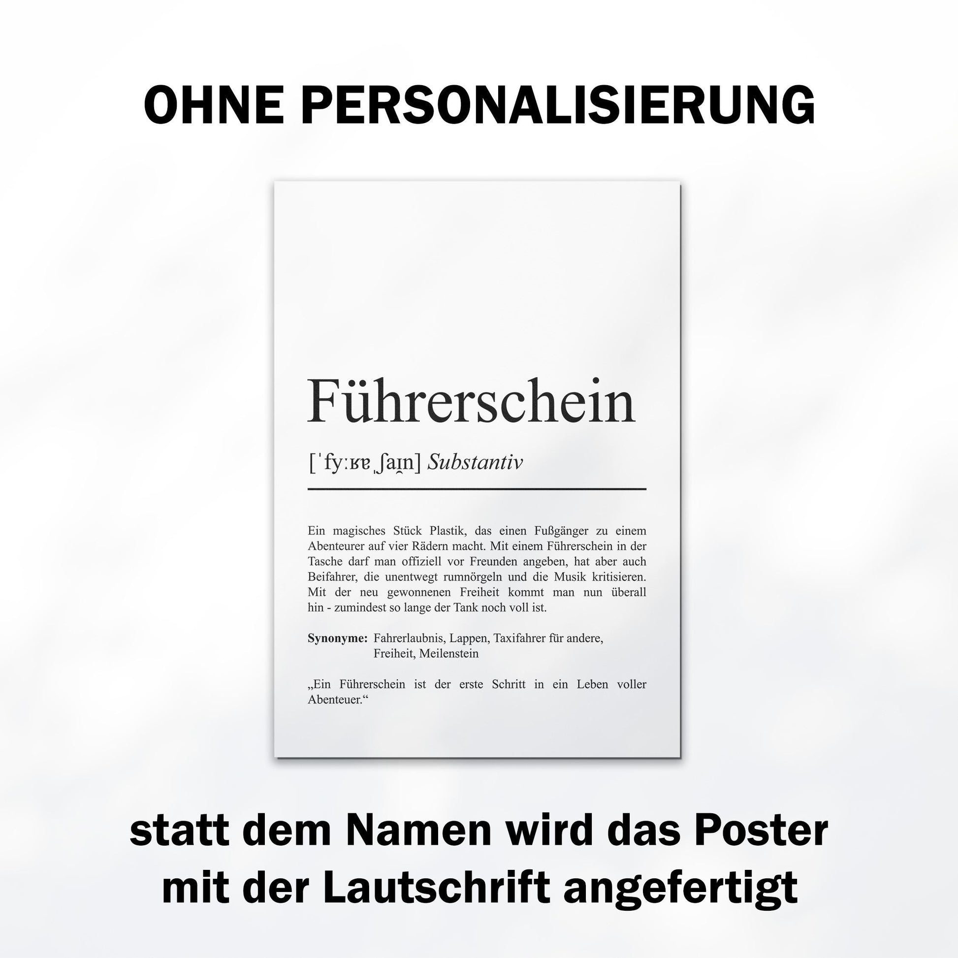 Führerschein Definition Poster personalisierbar mit Namen Prüfung Poster Führerschenk Geschenk zum Abschluss Führerschein Poster Definition