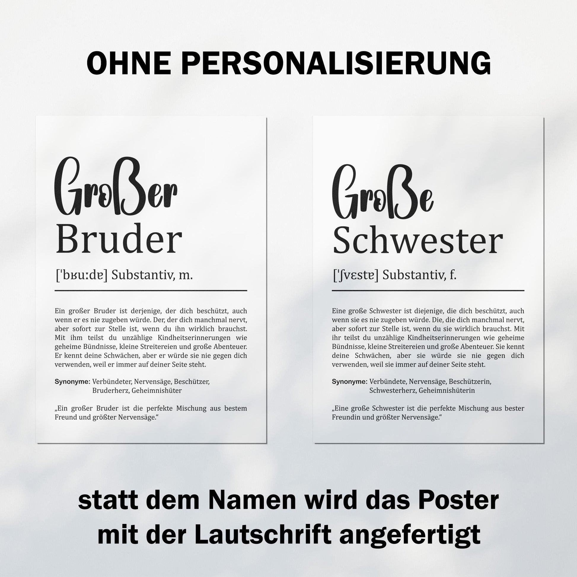 Großer Bruder Definition Poster personalisierbar mit Namen Bruder Poster Geschenk Einzug Geburtstag Geschenk Bruder Geschwister Liebe