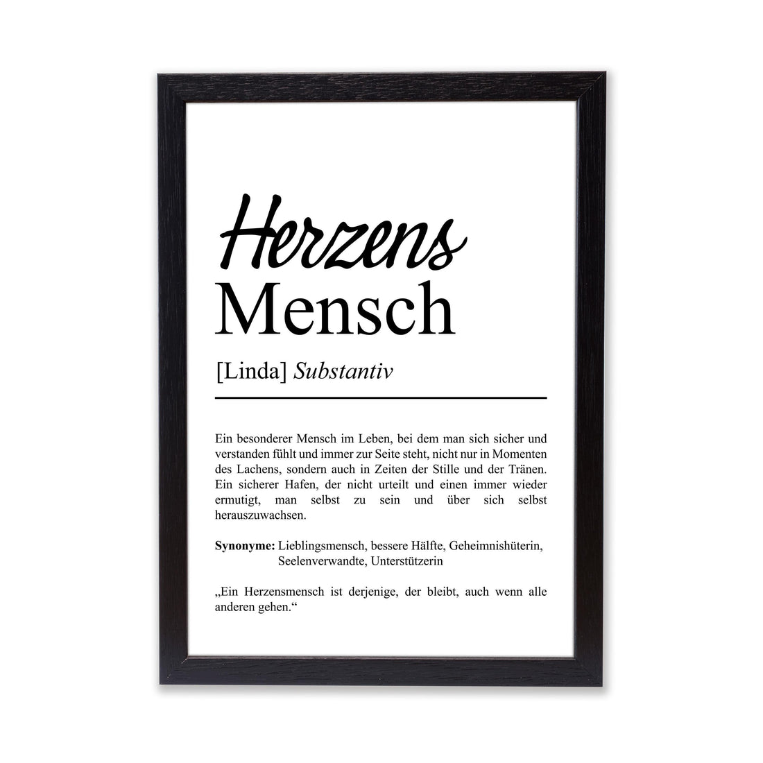 Herzensmensch Definition Poster personalisierbar mit Namen Lieblingsmensch Poster Geschenk Geburtstag Lieblingsmensch Poster Definition