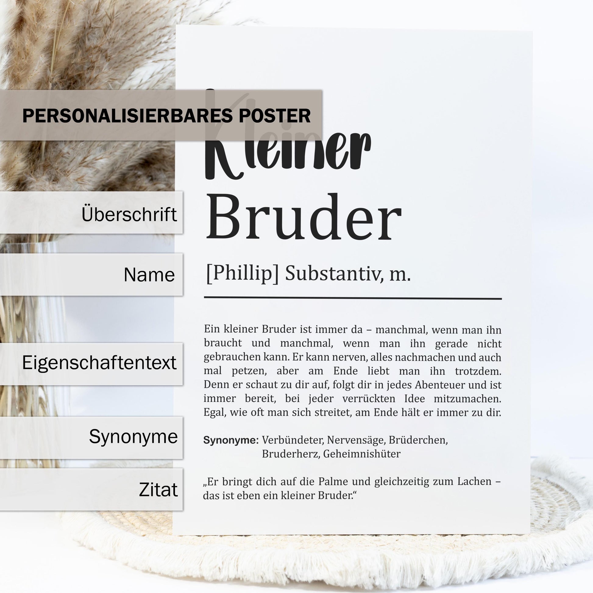 Kleiner Bruder Definition Poster personalisierbar mit Namen Bruder Poster Geschenk Einzug Geburtstag Geschenk Bruder Geschwister Liebe