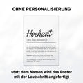 Hochzeit Definition Poster personalisierbar mit Namen Hochzeit Poster Geschenk Hochzeit Poster Heiraten Hochzeitsgeschenk Definition