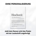 Hochzeit Definition Poster personalisierbar mit Namen Hochzeit Poster Geschenk Hochzeit Poster Heiraten Hochzeitsgeschenk Definition