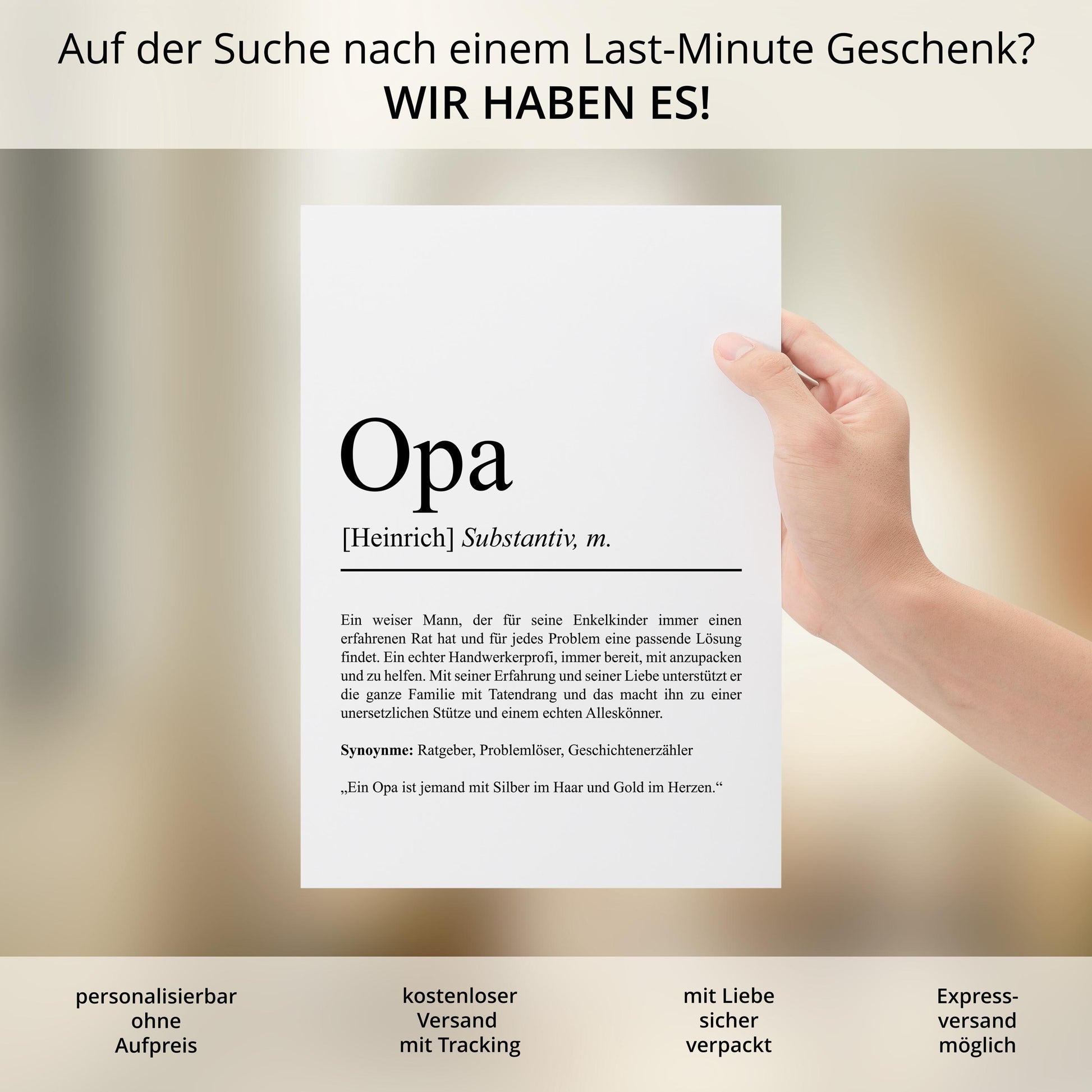 Opa Definition Poster personalisierbar mit Namen Opa Poster Geschenk Einzug Geburtstag Geschenk Opa Poster Familienmitglied Minimalistisch