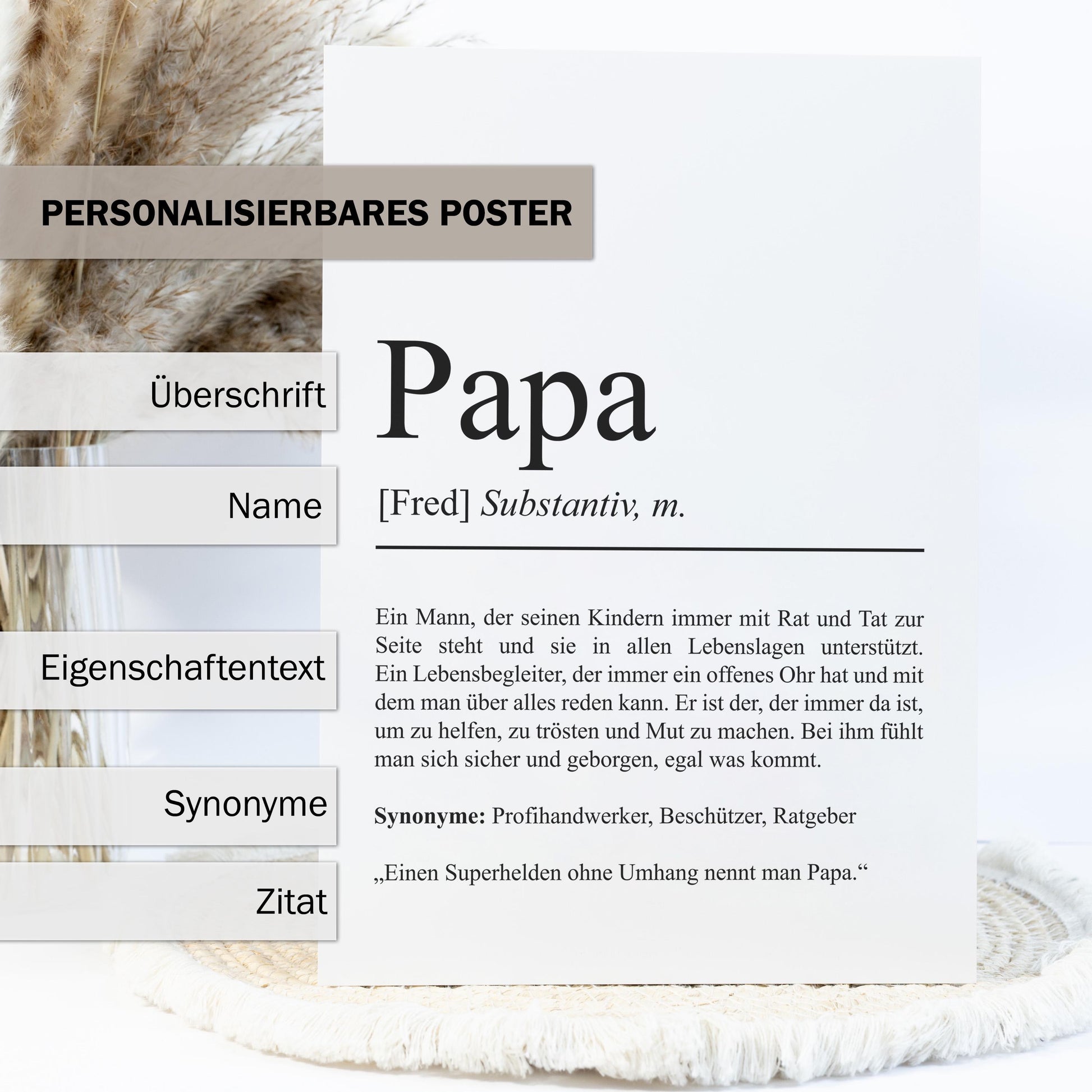 Papa Definition Poster personalisierbar mit Namen Vater Poster Geschenk Einzug Geburtstag Geschenk Vater Poster Geburt Geschenk Vater