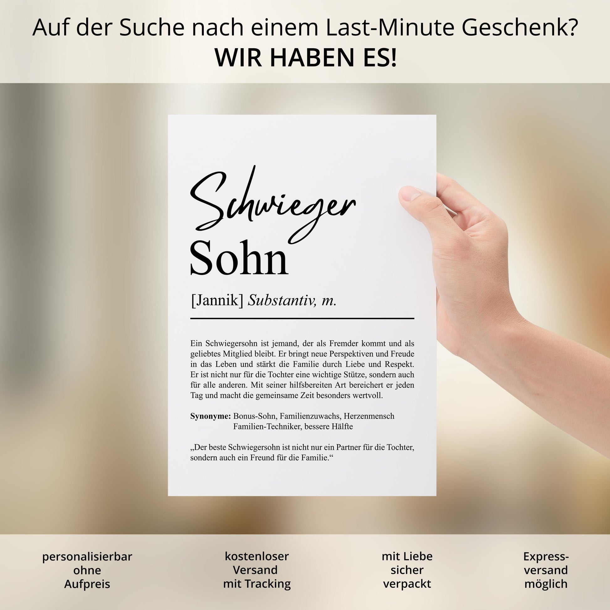 Schwiegersohn Definition Poster personalisierbar mit Namen Schwiegersohn Poster Geschenk Hochzeit Schwiegersohn Geburtstag Geschenk
