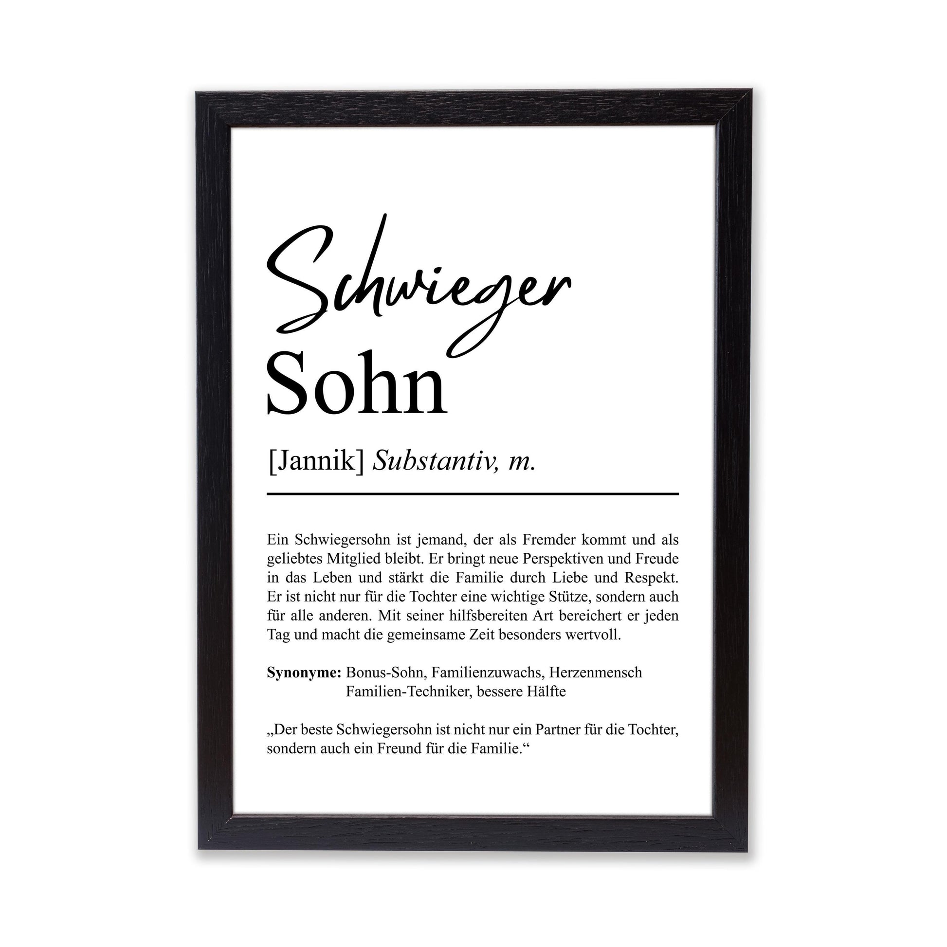 Schwiegersohn Definition Poster personalisierbar mit Namen Schwiegersohn Poster Geschenk Hochzeit Schwiegersohn Geburtstag Geschenk