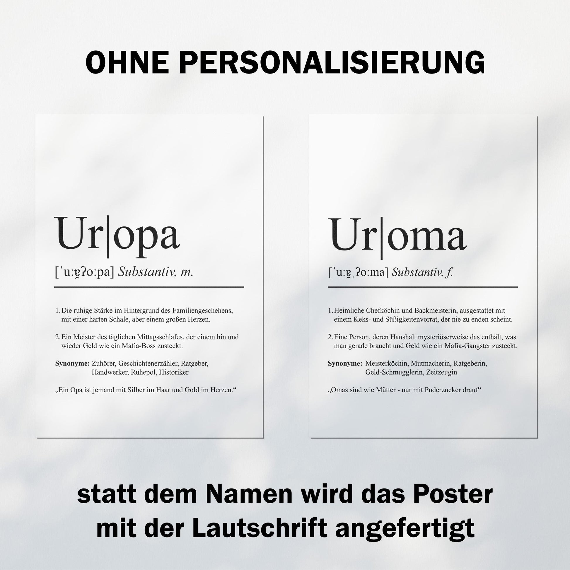 Uropa Definition Poster personalisierbar mit Namen Poster Geschenk Uropa Einzug Geschenk Uropa personalisierbar Poster ungerahmt