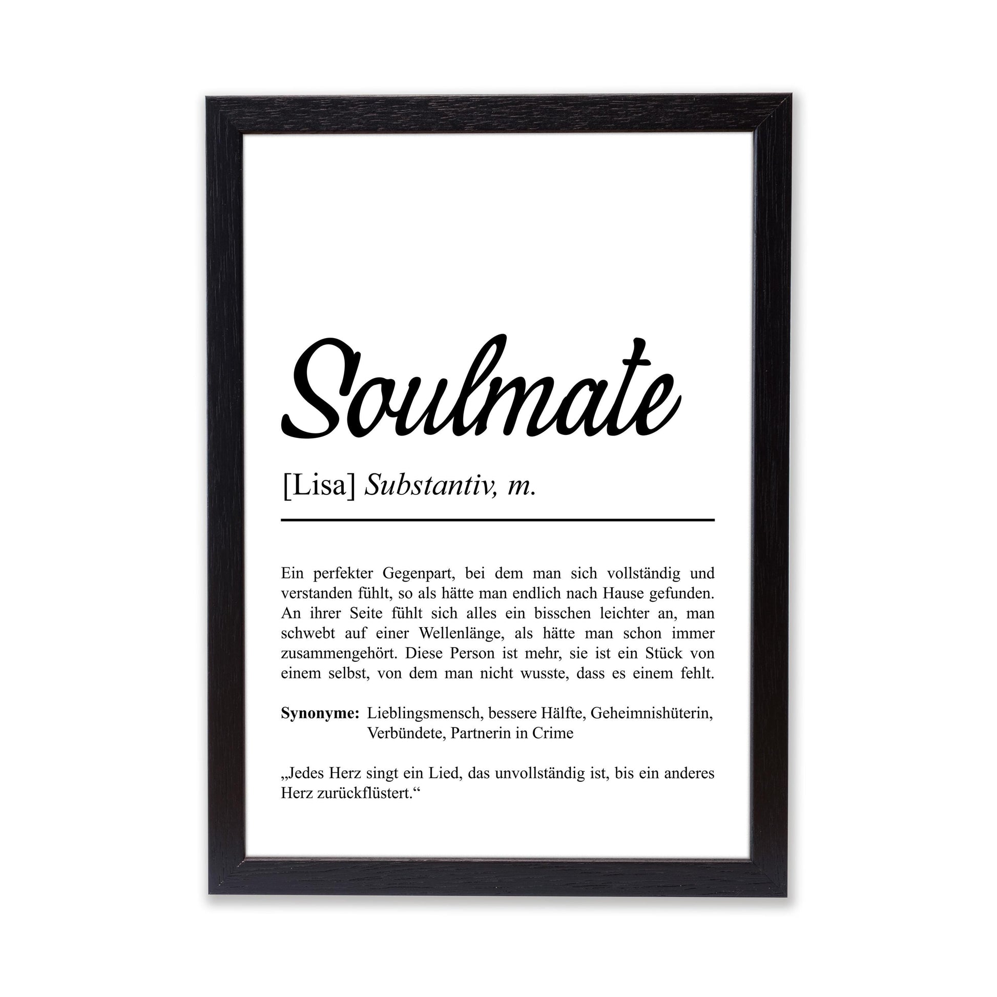 Soulmate Definition Poster personalisierbar mit Namen Soulmate Poster Geschenk Geburtstag Seelenverwandte Poster Definition