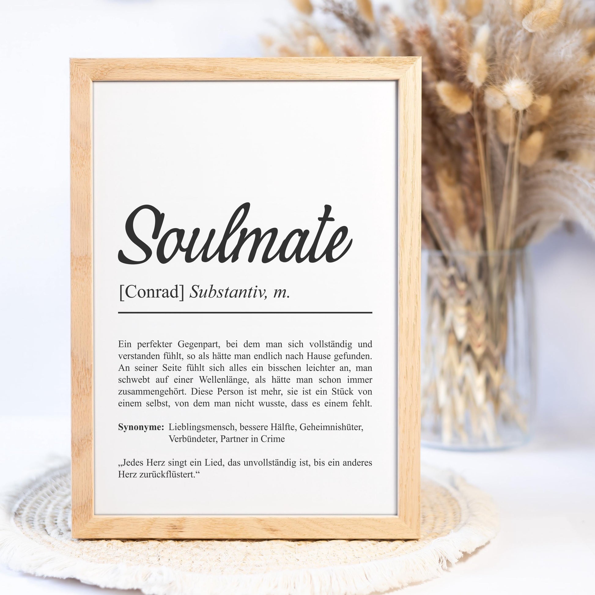 Soulmate Definition Poster personalisierbar mit Namen Soulmate Poster Geschenk Geburtstag Seelenverwandte Poster Definition