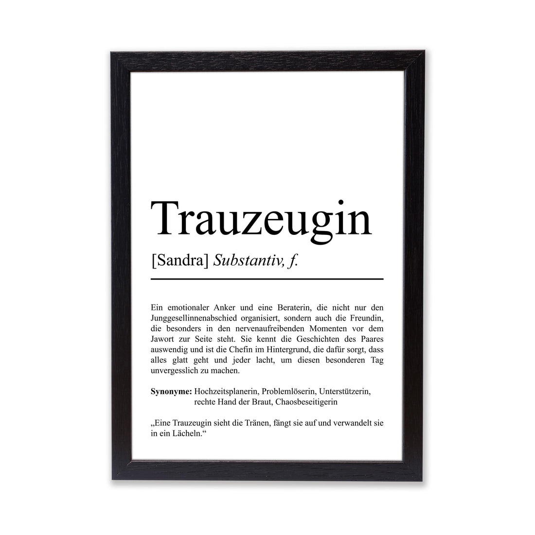 Trauzeugin Definition Poster personalisierbar mit Namen Treuzeugin Poster Geschenk Frage Trauzeugin Poster Definition Hochzeit Poster Heirat