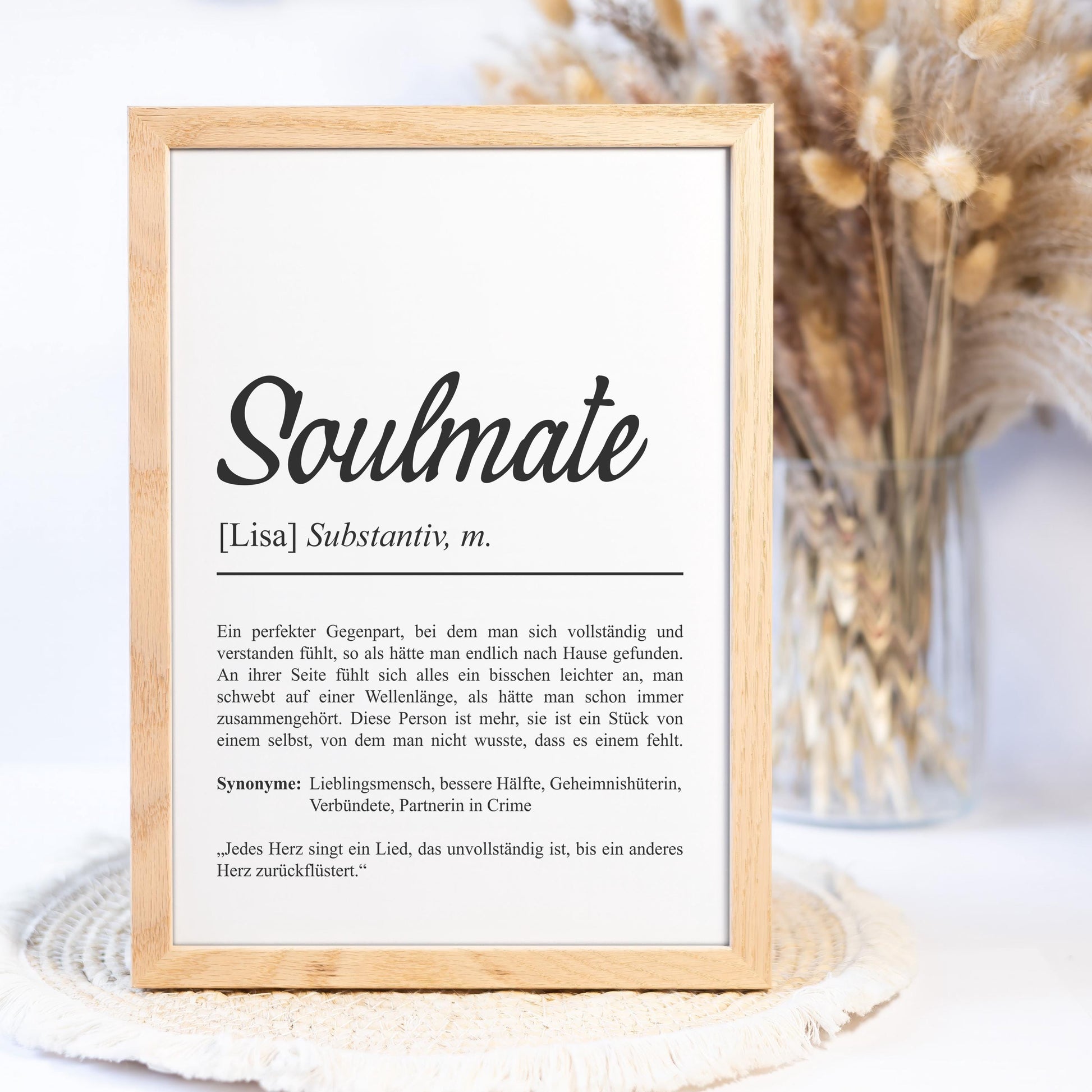 Soulmate Definition Poster personalisierbar mit Namen Soulmate Poster Geschenk Geburtstag Seelenverwandter Poster Definition