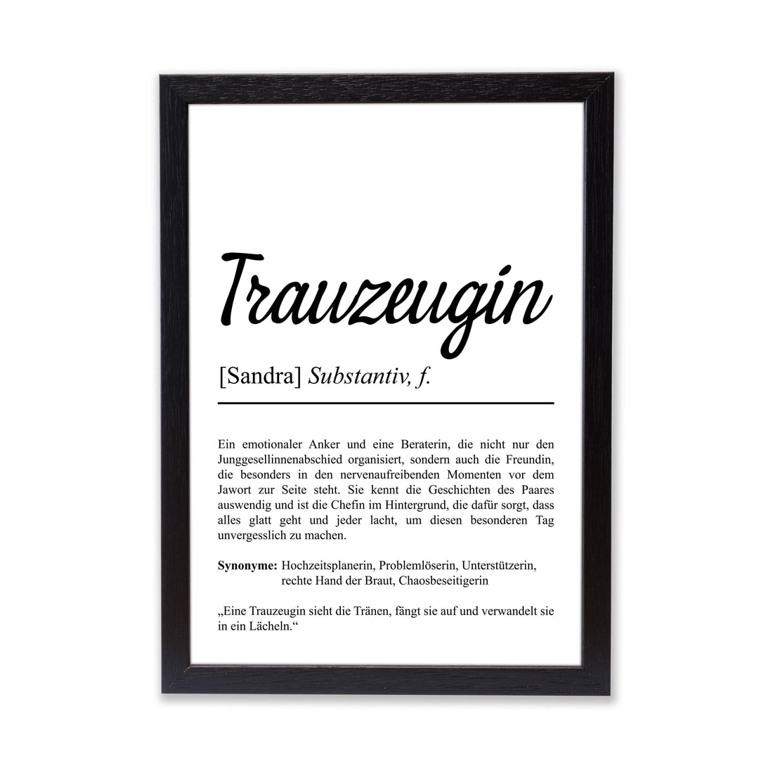 Trauzeugin Definition Poster personalisierbar mit Namen Treuzeugin Poster Geschenk Frage Trauzeugin Poster Definition Hochzeit Poster Heirat