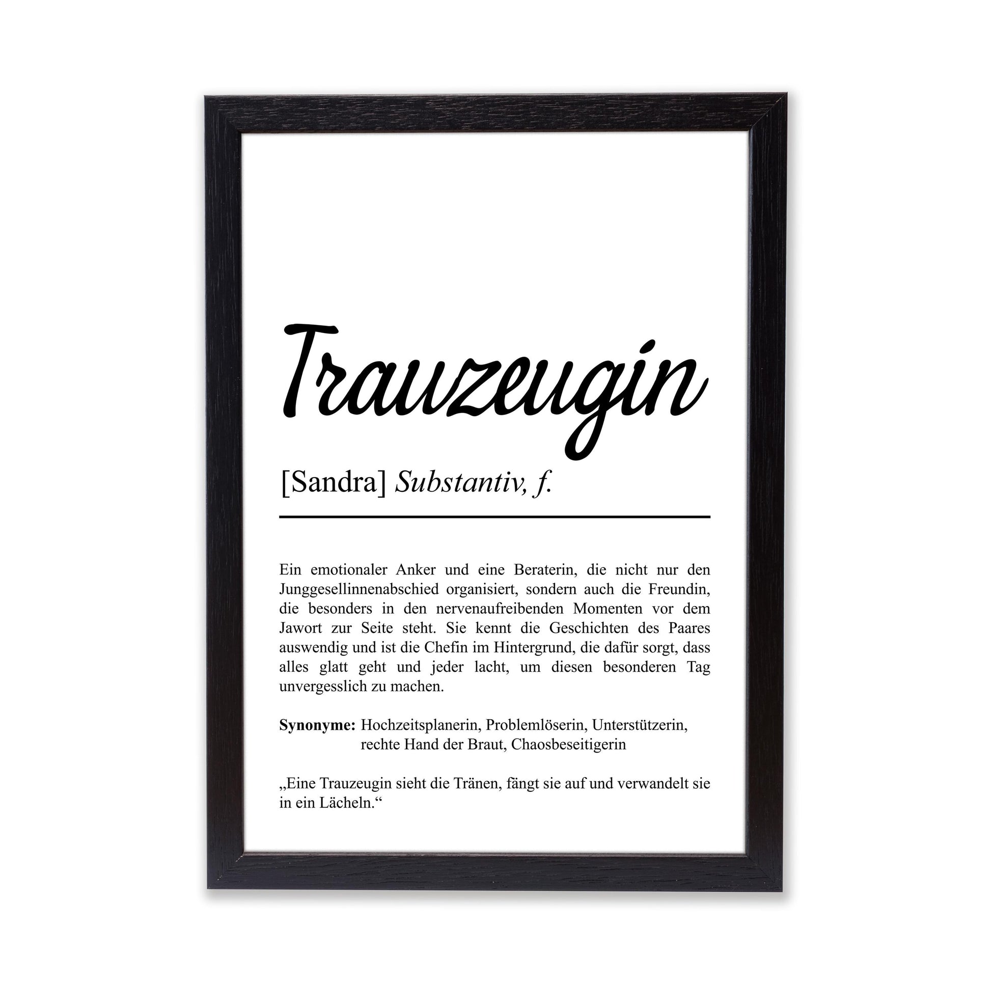 Trauzeugin Definition Poster personalisierbar mit Namen Treuzeugin Poster Geschenk Frage Trauzeugin Poster Definition Hochzeit Poster Heirat