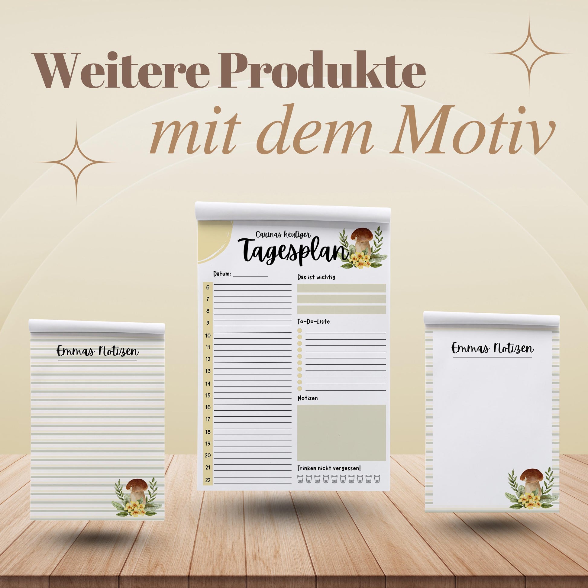 Notizblock Pilze Notizblock personalisierbar mit Namen To Do Liste Notizblock für Studenten Schreibblock Bürobedarf Geschenk Pilzsammler