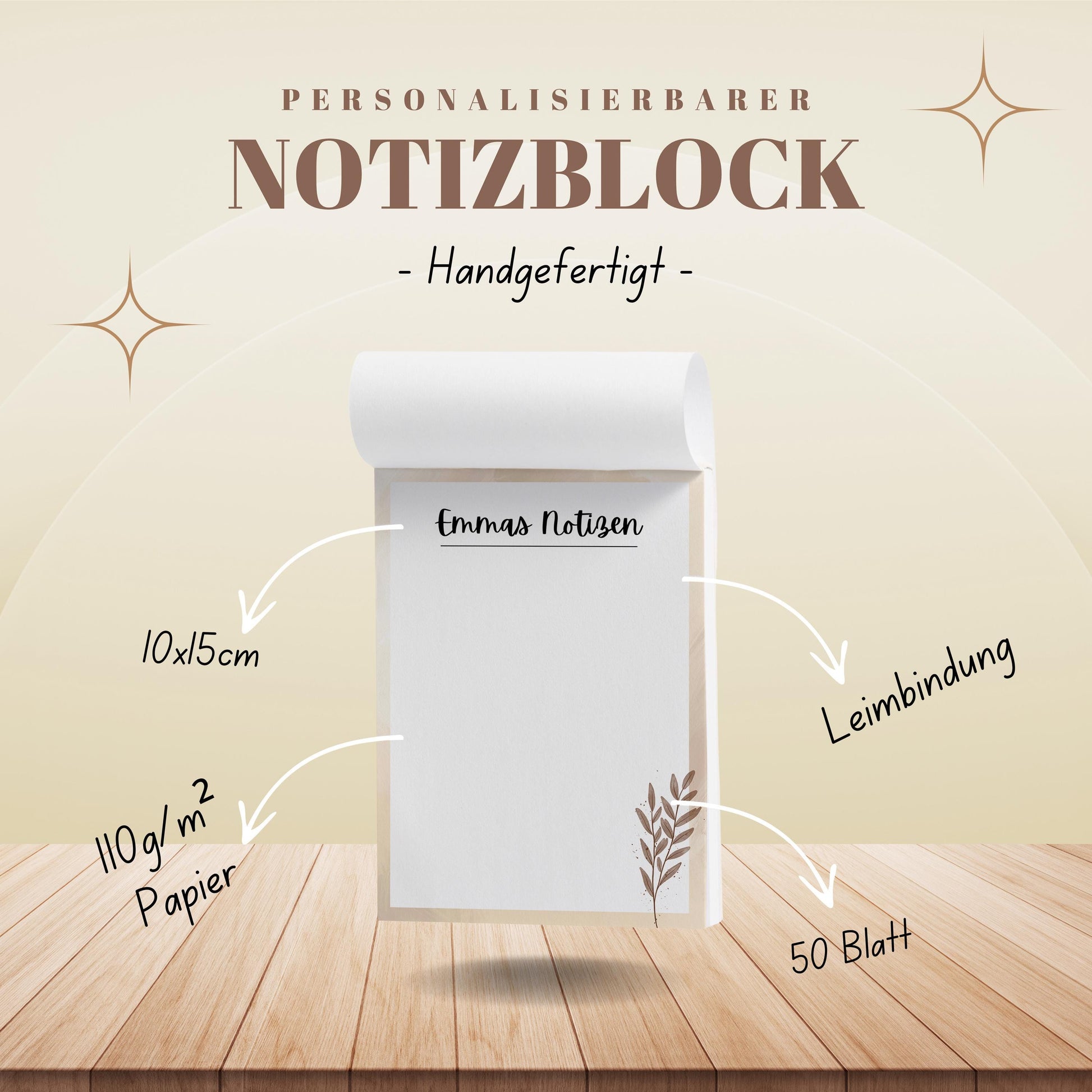 Notizblock Boho Notizblock personalisierbar mit Namen To-Do Liste Notizblock für Studenten Bürobedarf Geschenk Kollege