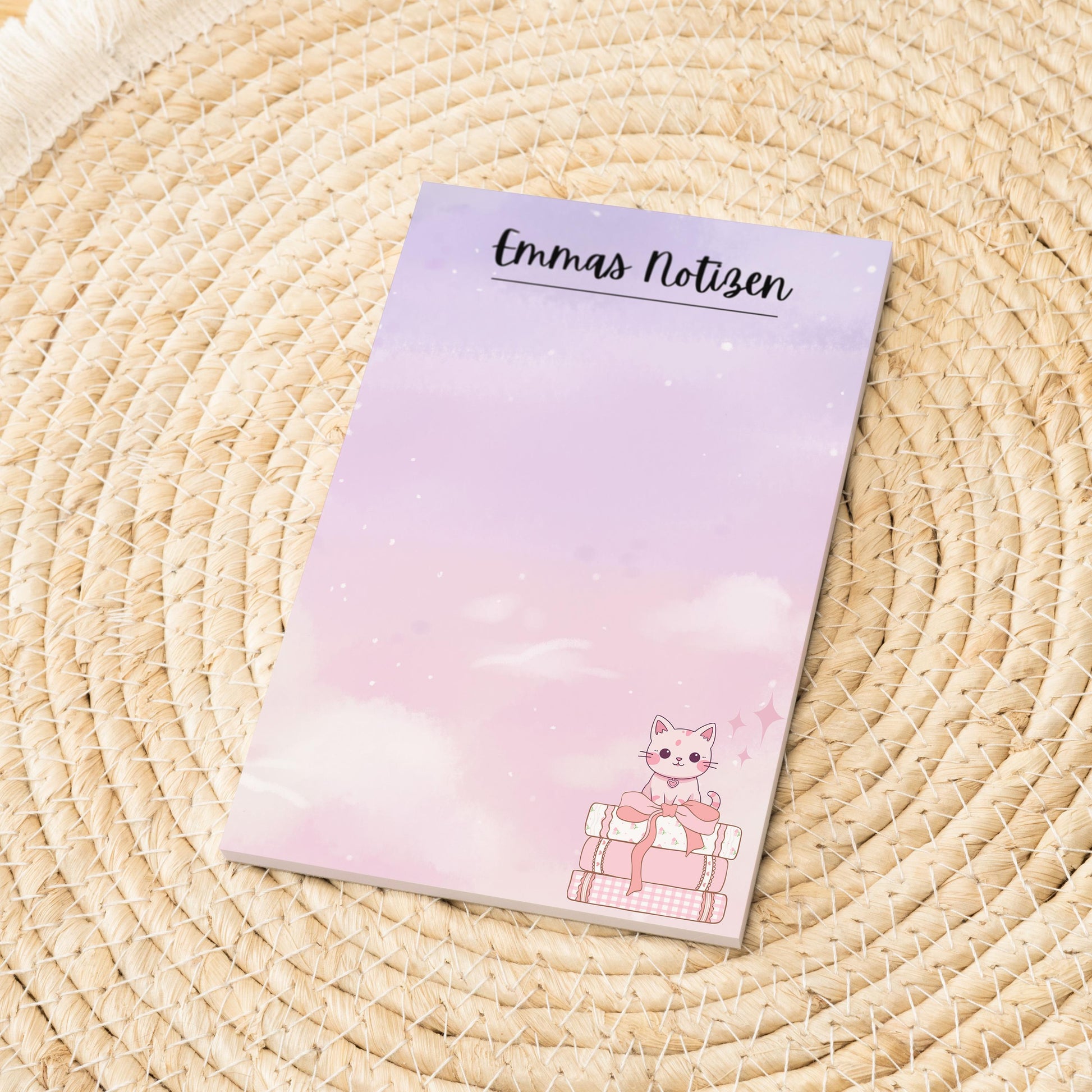 Notizblock Kawaii Katze Notizblock personalisierbar mit Namen To-Do Liste Notizblock für Studenten Bürobedarf Geschenk Kollege