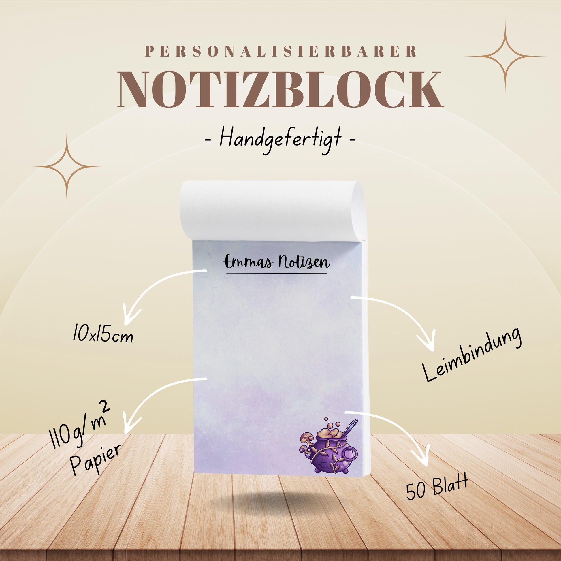 Notizblock Witchy Notizblock personalisierbar mit Namen To-Do Liste Notizblock für Studenten Bürobedarf Geschenk Kollege