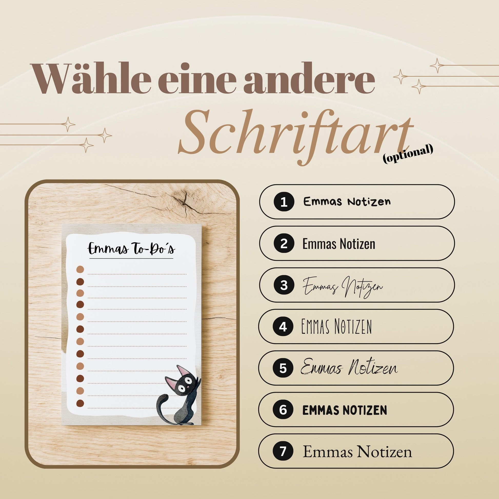 Notizblock Katze Notizblock personalisierbar mit Namen To-Do Liste Notizblock für Studenten Bürobedarf Geschenk Kollege