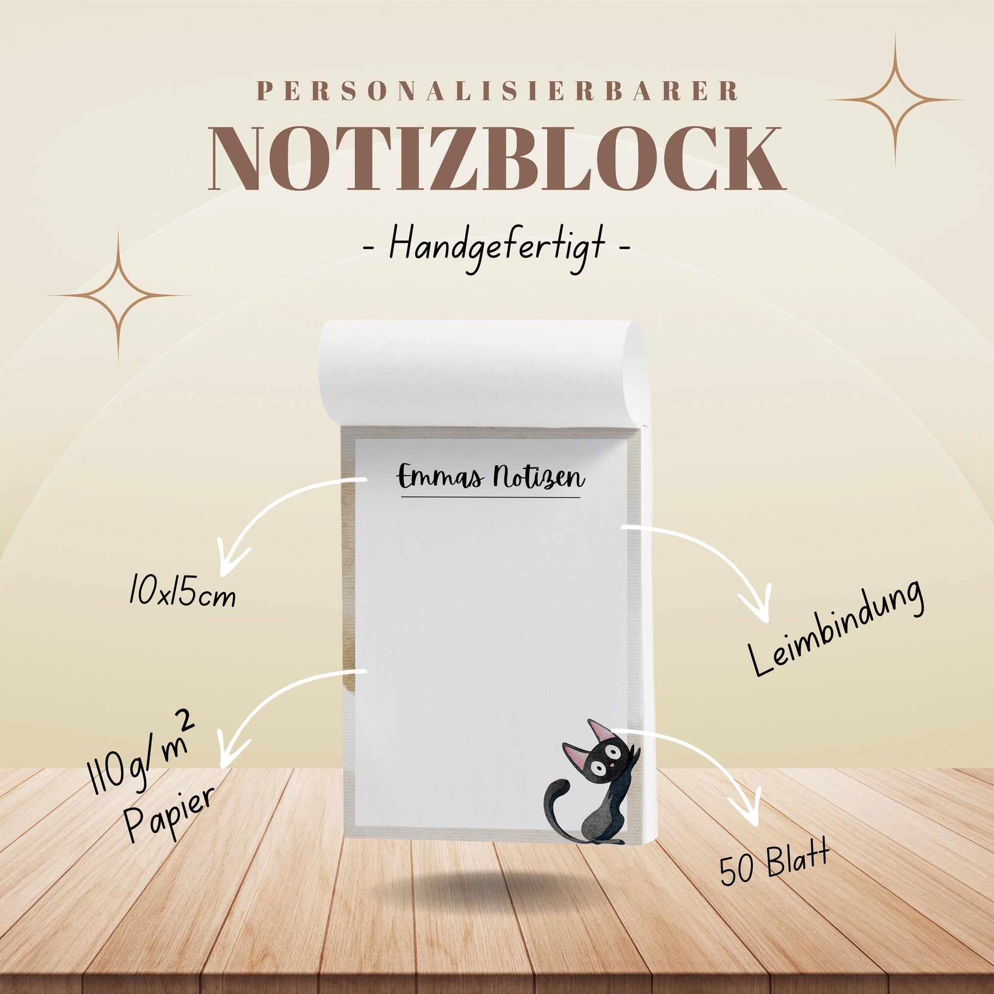 Notizblock Katze Notizblock personalisierbar mit Namen To-Do Liste Notizblock für Studenten Bürobedarf Geschenk Kollege