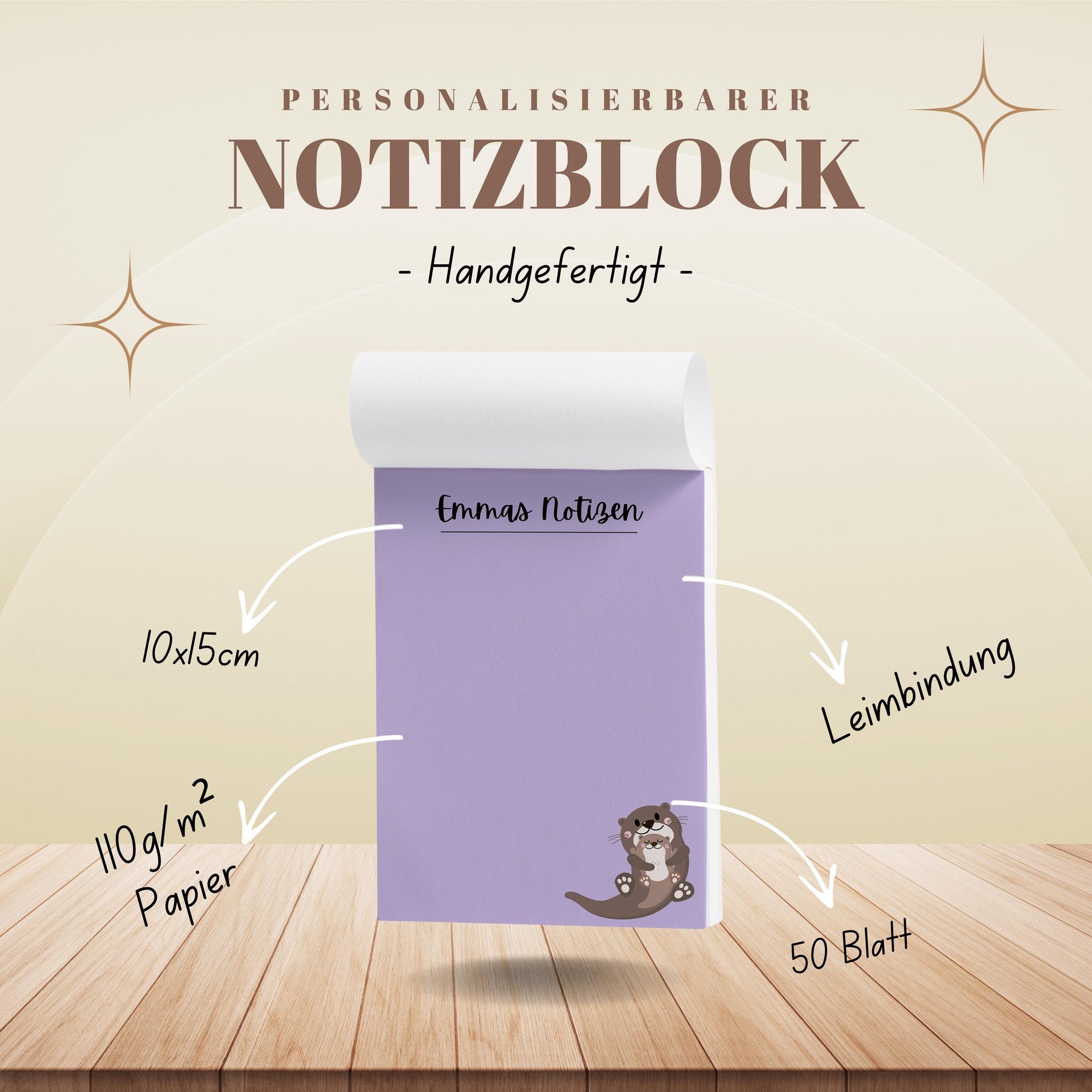 Notizblock Otter Notizblock personalisierbar mit Namen To-Do Liste Notizblock für Studenten Bürobedarf Geschenk Kollege