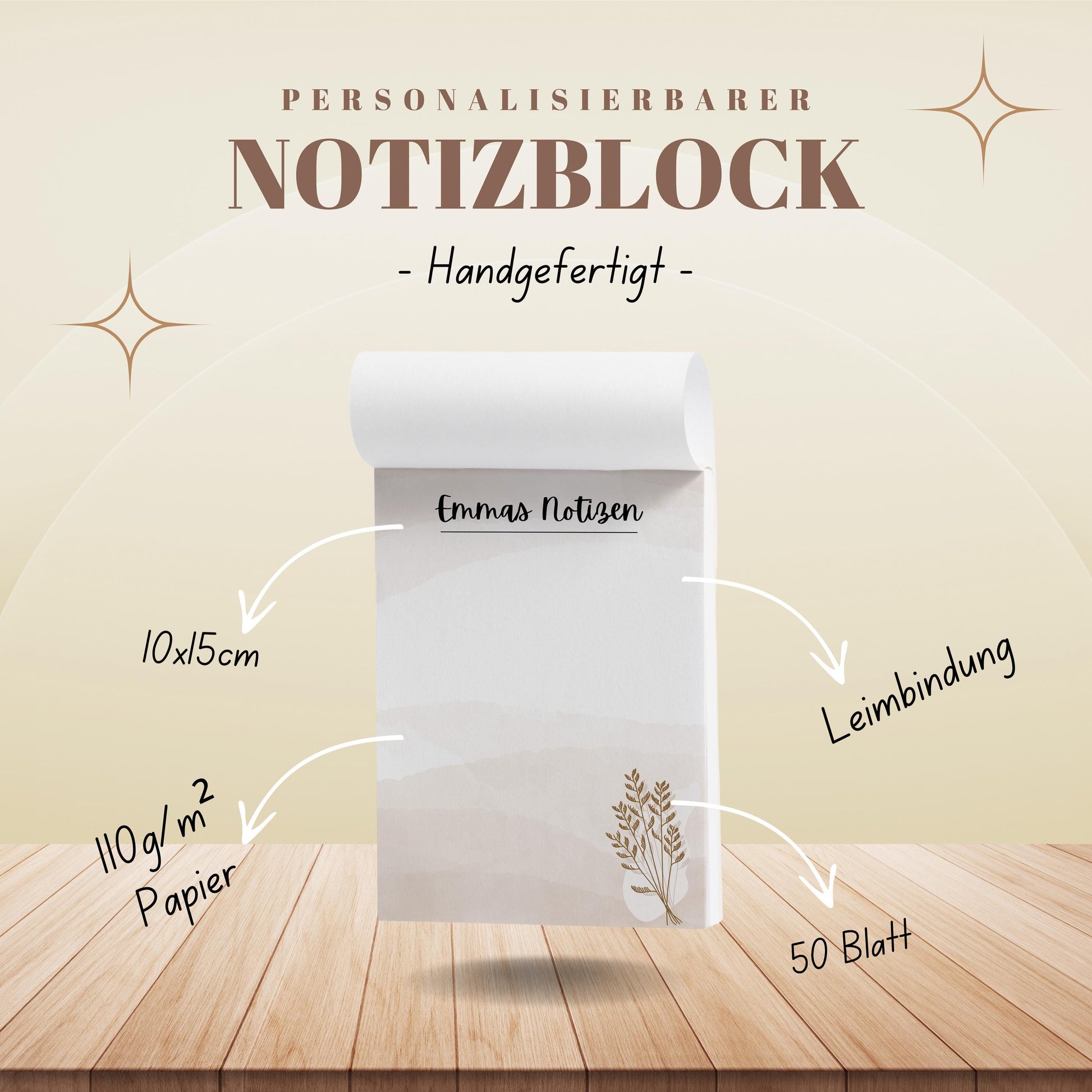 Notizblock Boho Notizblock personalisierbar mit Namen To-Do Liste Notizblock für Studenten Bürobedarf Geschenk Kollege