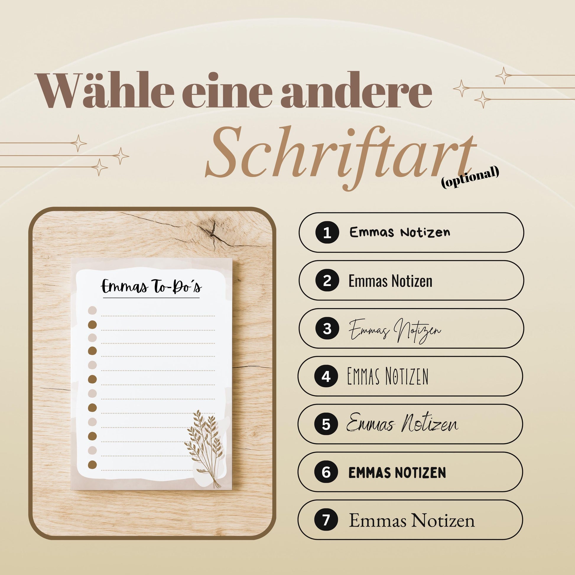 Notizblock Boho Notizblock personalisierbar mit Namen To-Do Liste Notizblock für Studenten Bürobedarf Geschenk Kollege