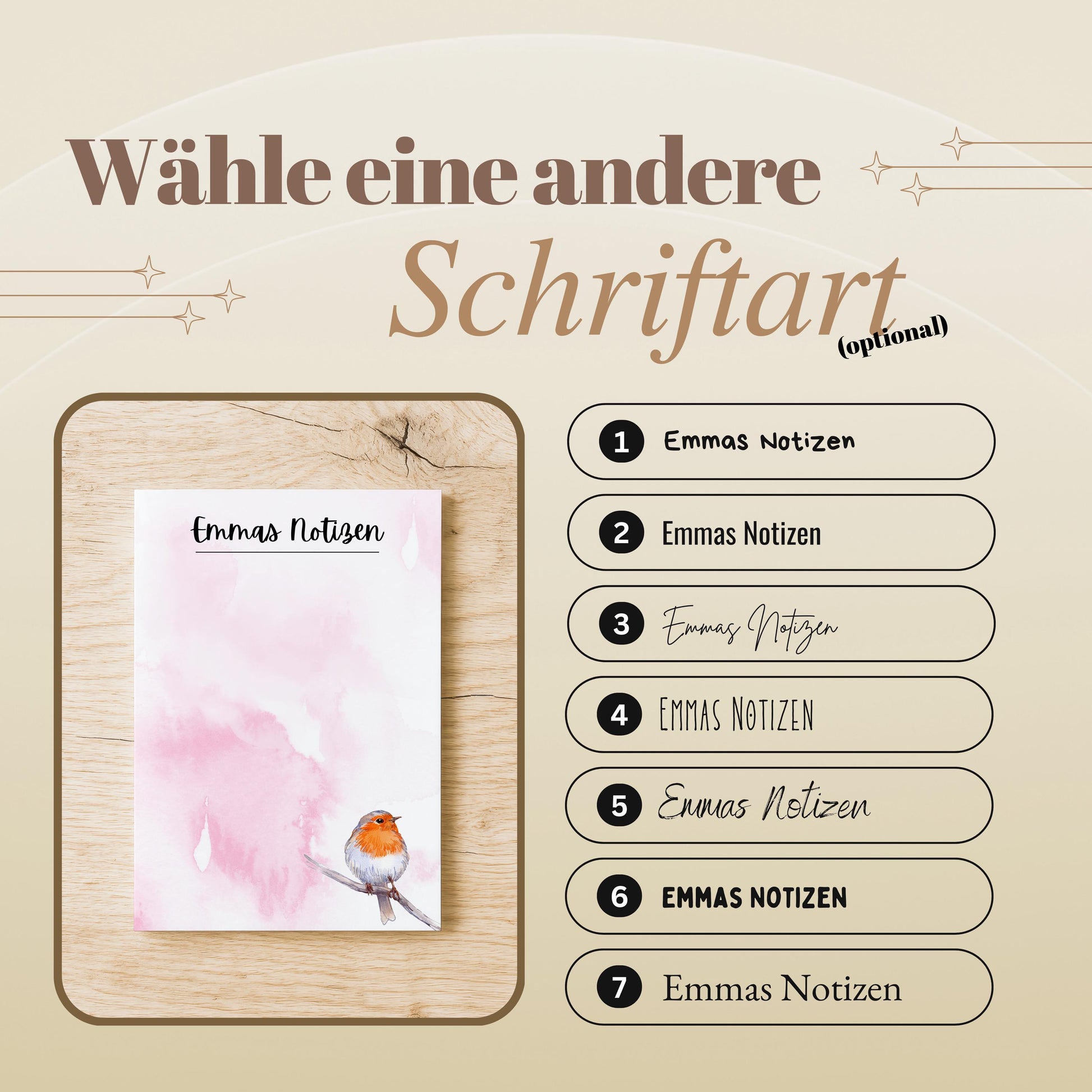 Notizblock Rotkehlchen Notizblock personalisierbar mit Namen To-Do Liste Notizblock für Studenten Bürobedarf Geschenk Kollege