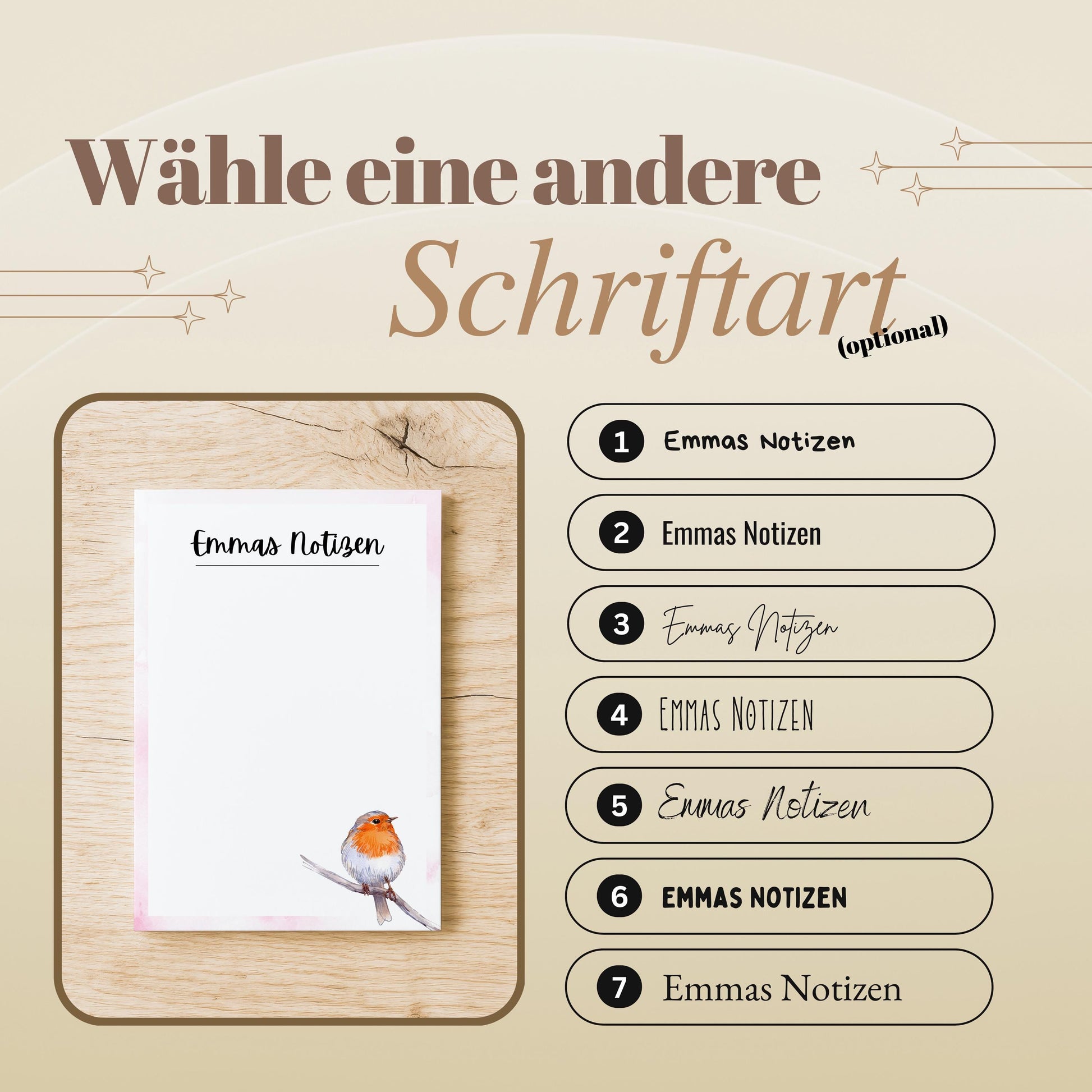 Notizblock Rotkehlchen Notizblock personalisierbar mit Namen To-Do Liste Notizblock für Studenten Bürobedarf Geschenk Kollege