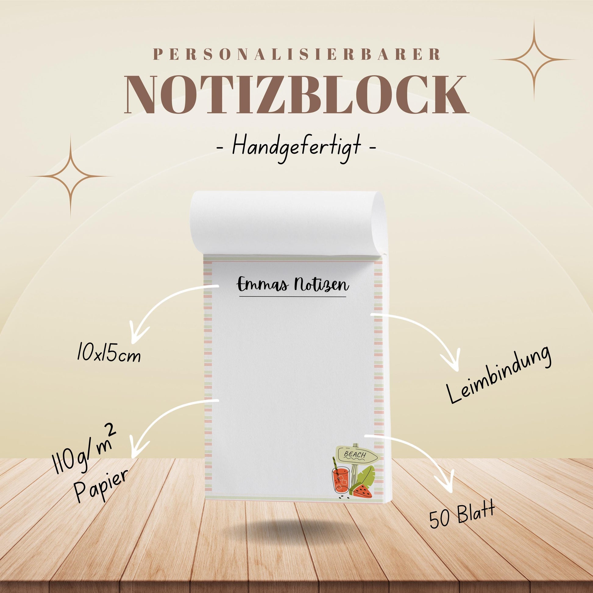 Notizblock Melone Notizblock personalisierbar mit Namen To-Do Liste Notizblock für Studenten Bürobedarf Geschenk Kollege