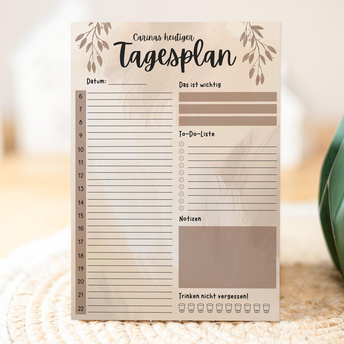Tagesplaner Boho A5 Notizblock personalisierbar mit Namen To Do Liste Notizblock für Studenten Schreibblock Bürobedarf Geschenk Kollegen