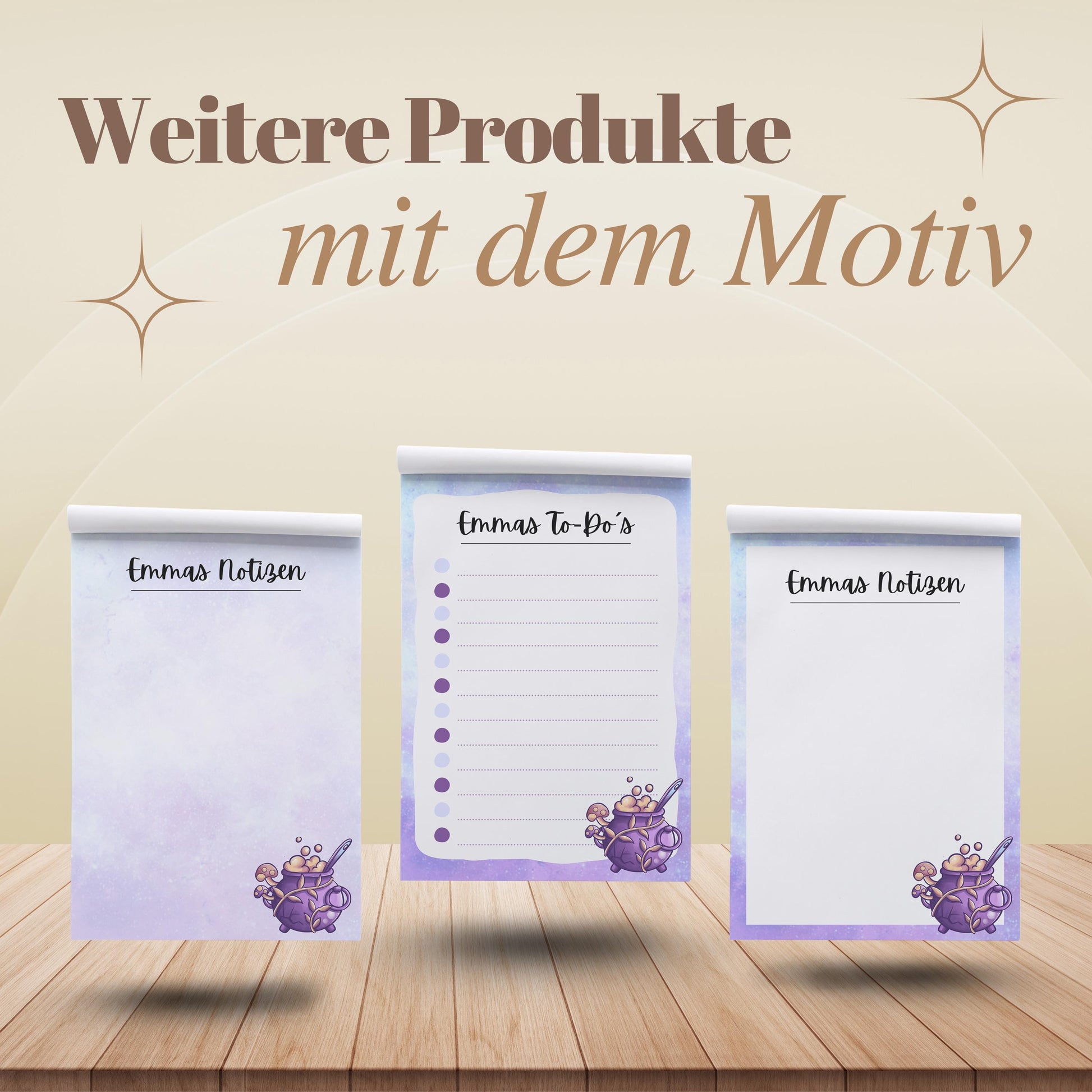 Tagesplaner Witchy A5 Notizblock personalisierbar mit Namen To Do Liste Notizblock für Studenten Schreibblock Bürobedarf Geschenk Schüler