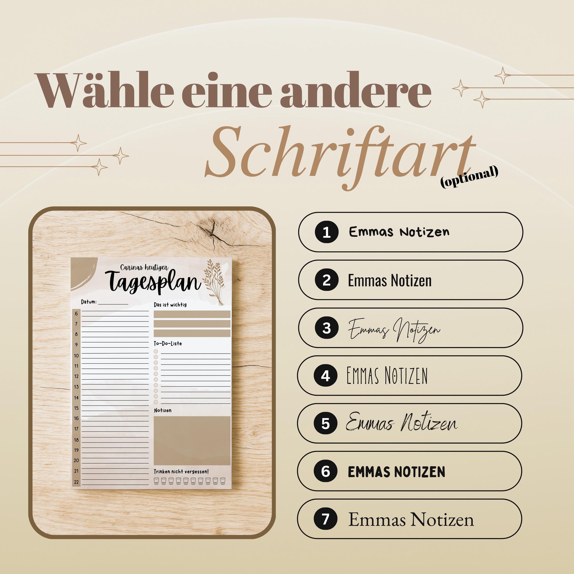 Tagesplaner Boho A5 Notizblock personalisierbar mit Namen To Do Liste Notizblock für Studenten Schreibblock Bürobedarf Geschenk Pilzsammler