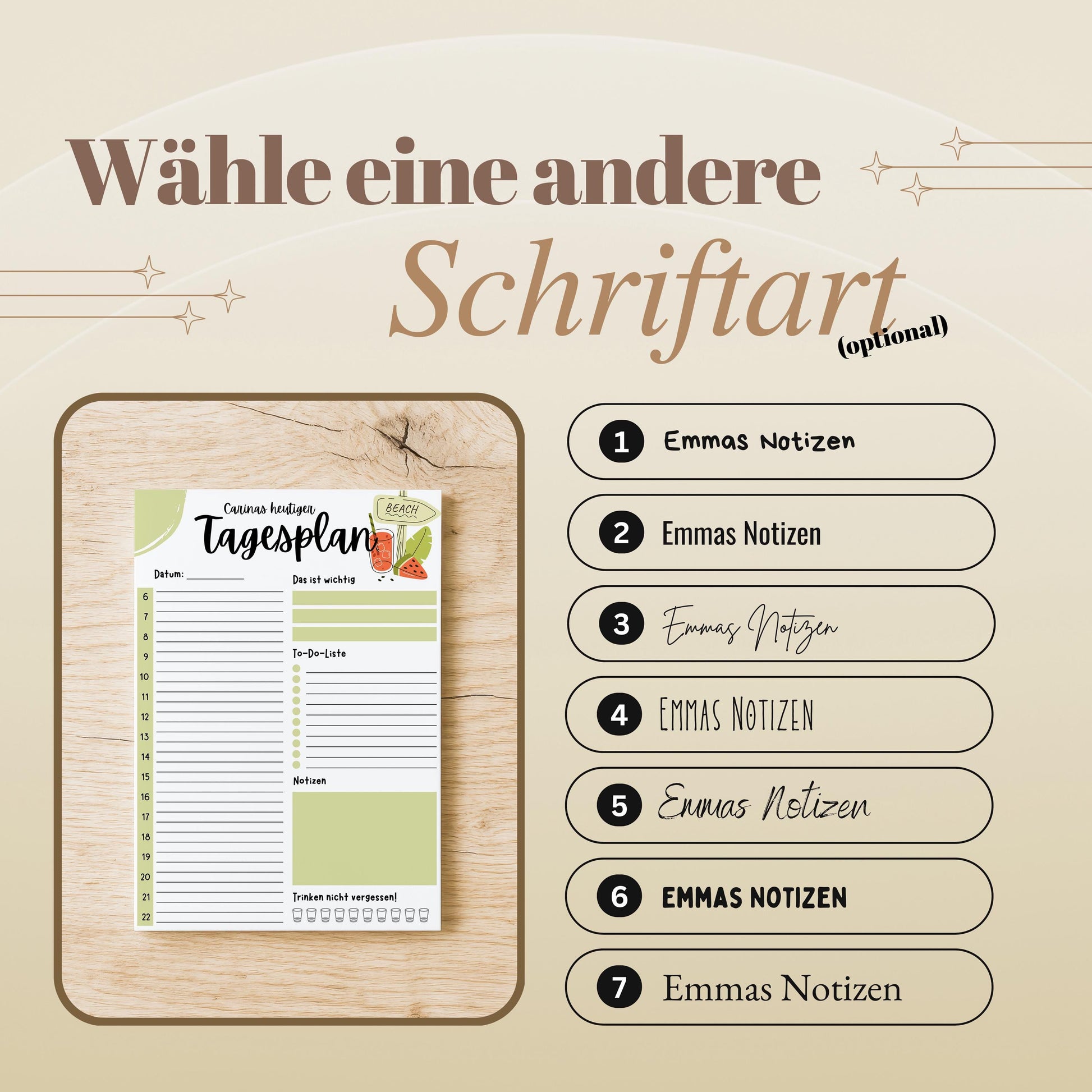 Tagesplaner Melone A5 Notizblock personalisierbar mit Namen To Do Liste Notizblock für Studenten Schreibblock Bürobedarf Geschenk Schüler