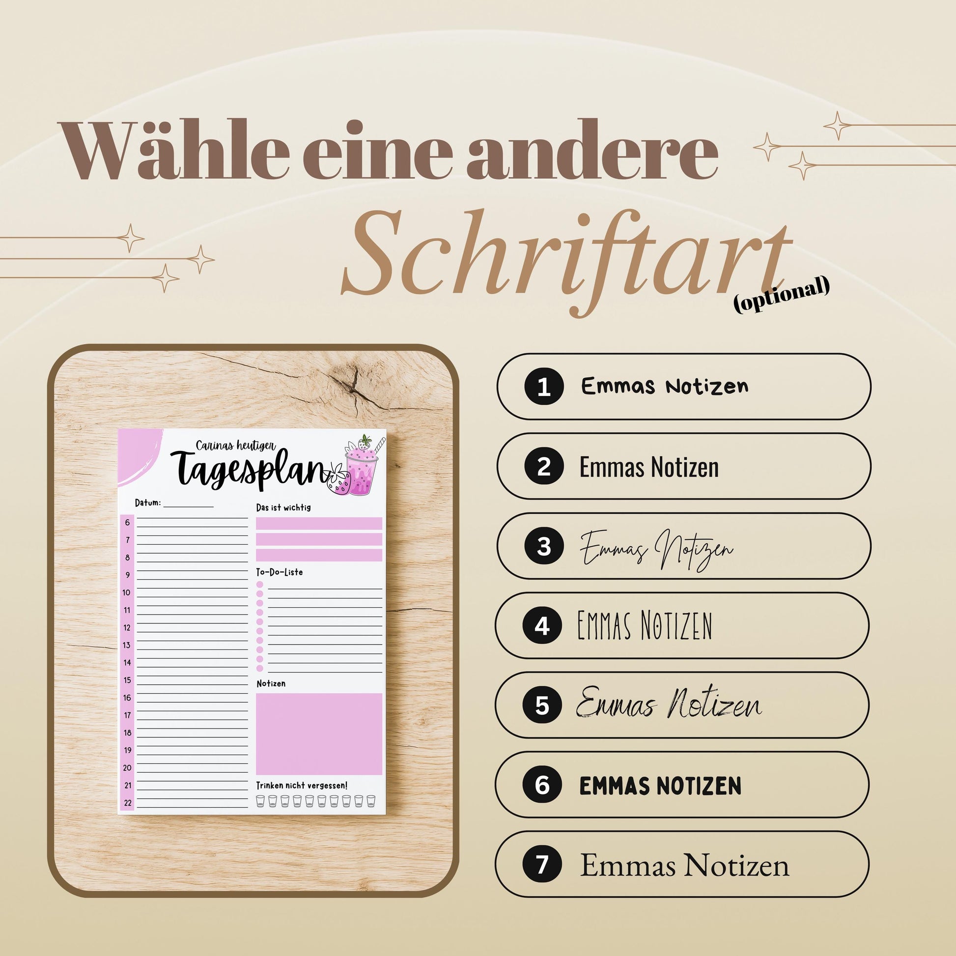 Tagesplaner Erdbeere A5 Notizblock personalisierbar mit Namen To Do Liste Notizblock für Studenten Schreibblock Bürobedarf Geschenk Schüler