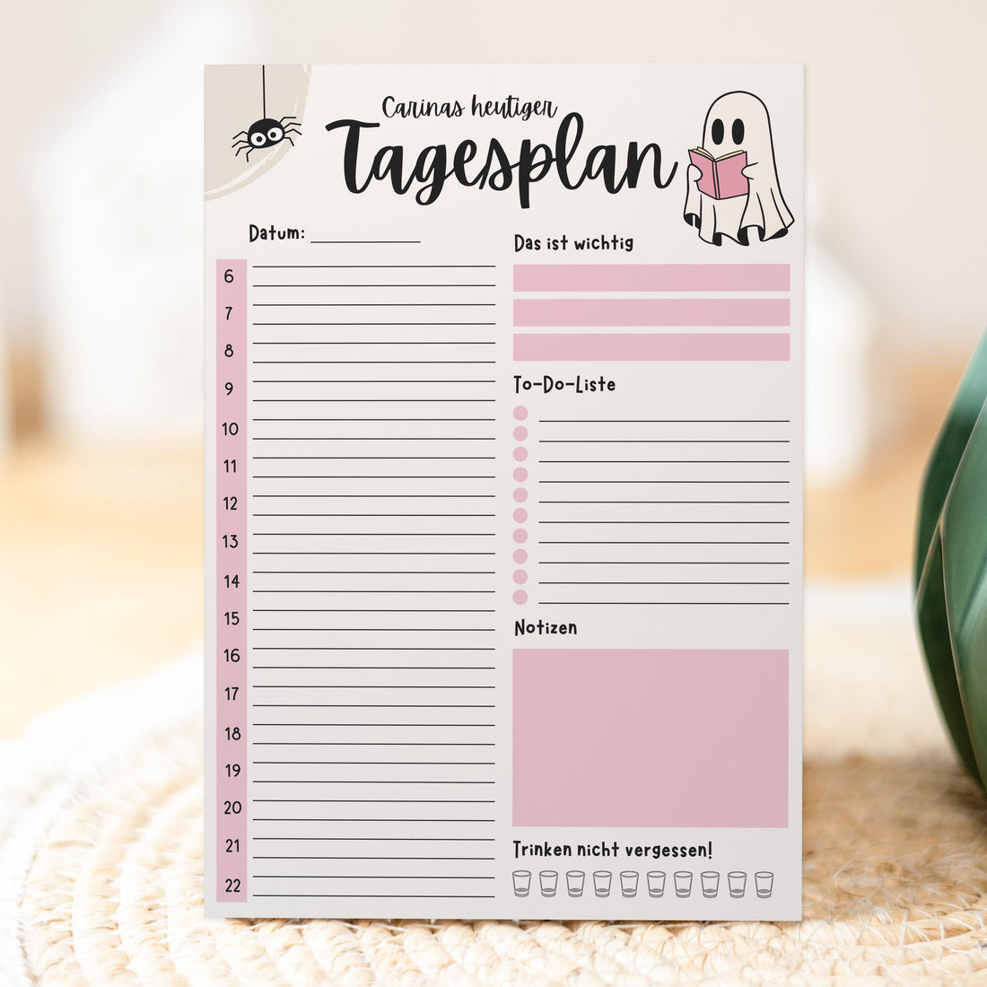 Tagesplaner Bookish A5 Notizblock personalisierbar mit Namen To Do Liste Notizblock für Studenten Schreibblock Bürobedarf Geschenk Schüler
