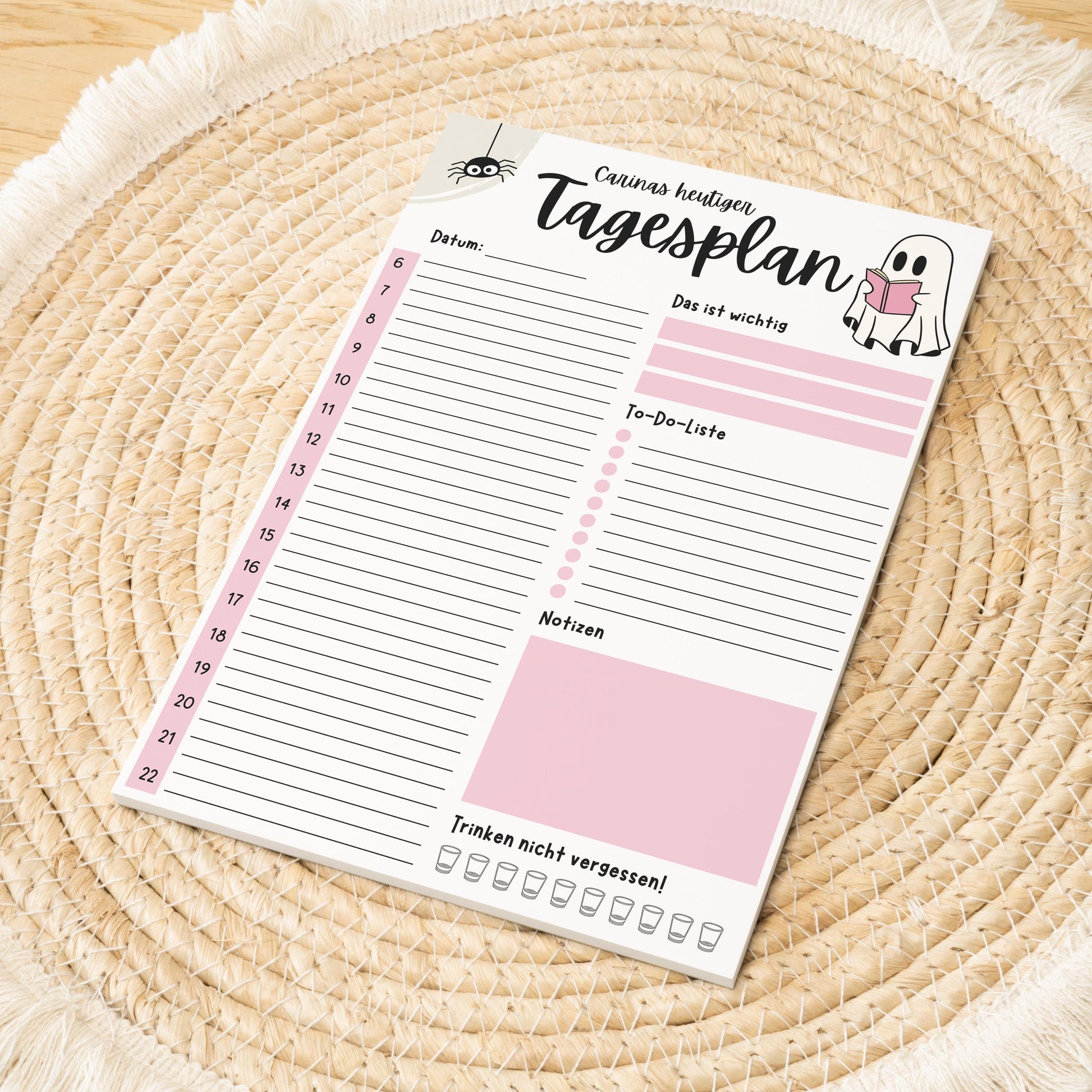 Tagesplaner Bookish A5 Notizblock personalisierbar mit Namen To Do Liste Notizblock für Studenten Schreibblock Bürobedarf Geschenk Schüler