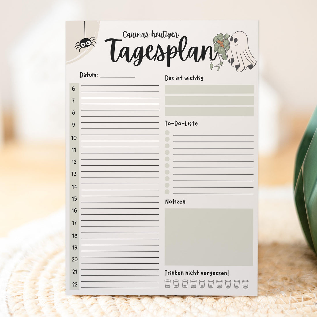 Tagesplaner Bootanica A5 Notizblock personalisierbar mit Namen To Do Liste Notizblock für Studenten Schreibblock Bürobedarf Geschenk Schüler