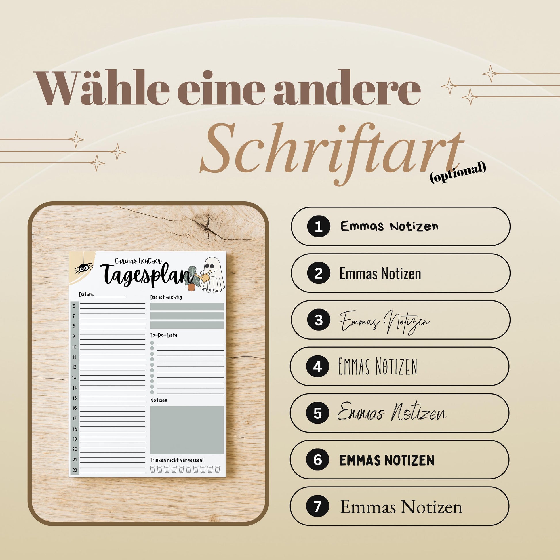 Tagesplaner Bootanica A5 Notizblock personalisierbar mit Namen To Do Liste Notizblock für Studenten Schreibblock Bürobedarf Geschenk Schüler