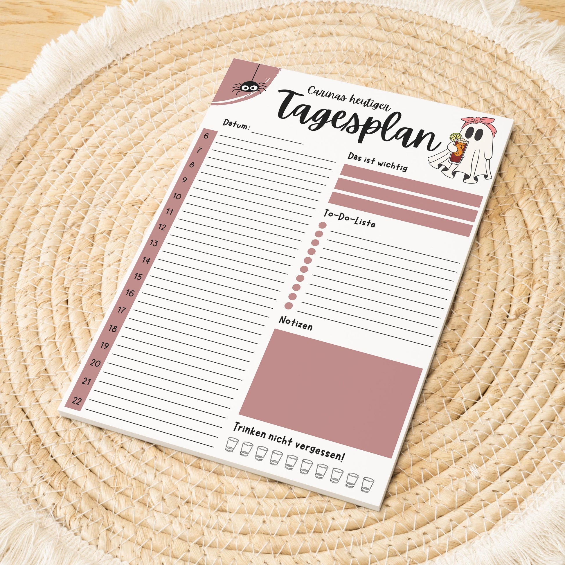 Tagesplaner Summerween A5 Notizblock personalisierbar mit Namen To Do Liste Notizblock für Studenten Schreibblock Bürobedarf Geschenk