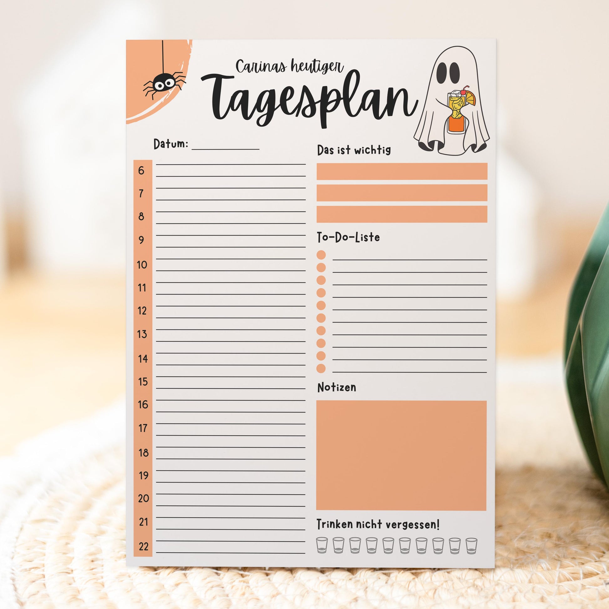 Tagesplaner Summerween A5 Notizblock personalisierbar mit Namen To Do Liste Notizblock für Studenten Schreibblock Bürobedarf Geschenk