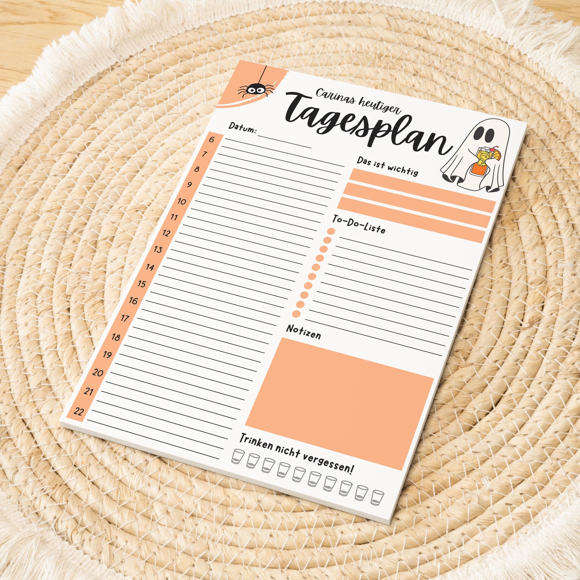 Tagesplaner Summerween A5 Notizblock personalisierbar mit Namen To Do Liste Notizblock für Studenten Schreibblock Bürobedarf Geschenk