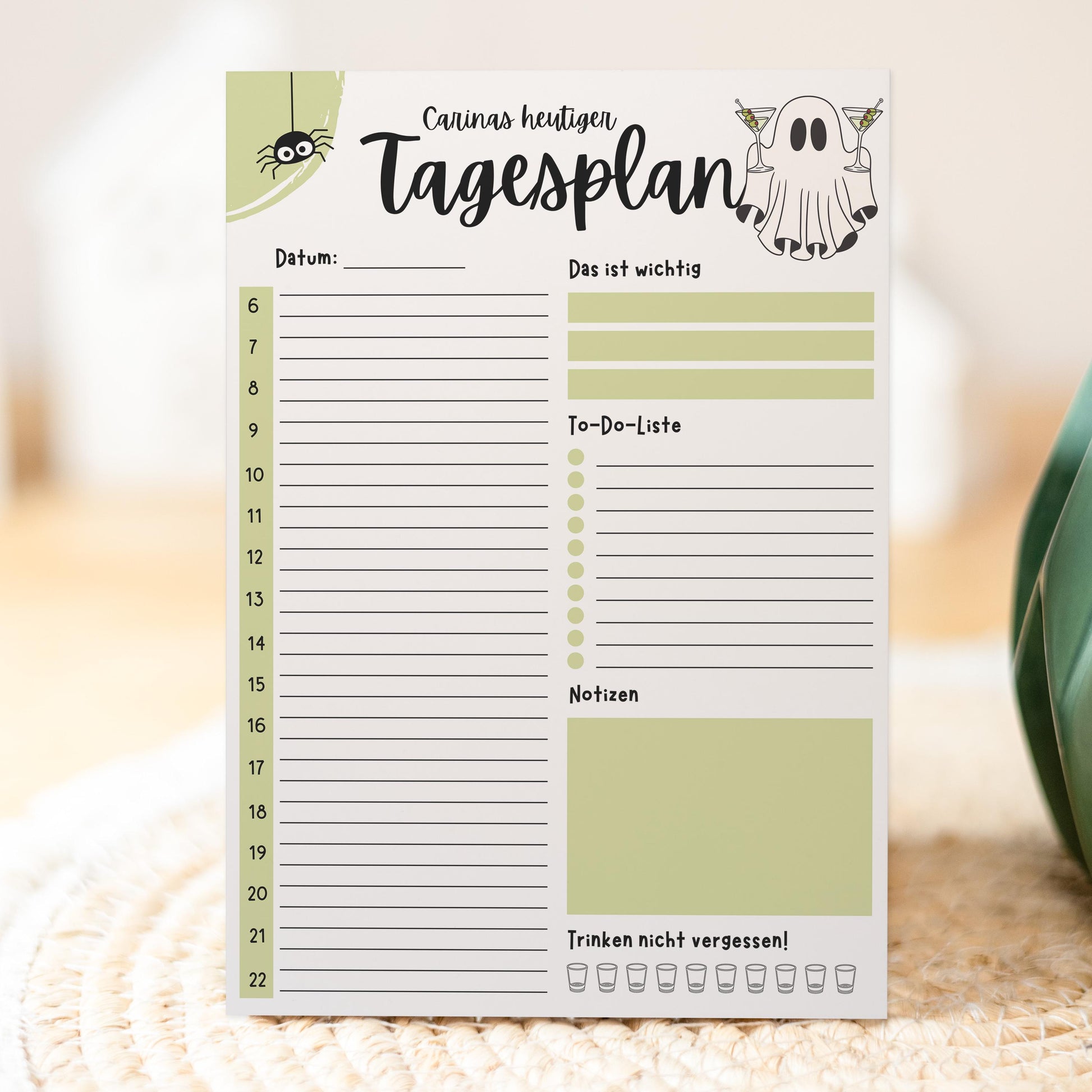 Tagesplaner Summerween A5 Notizblock personalisierbar mit Namen To Do Liste Notizblock für Studenten Schreibblock Bürobedarf Geschenk