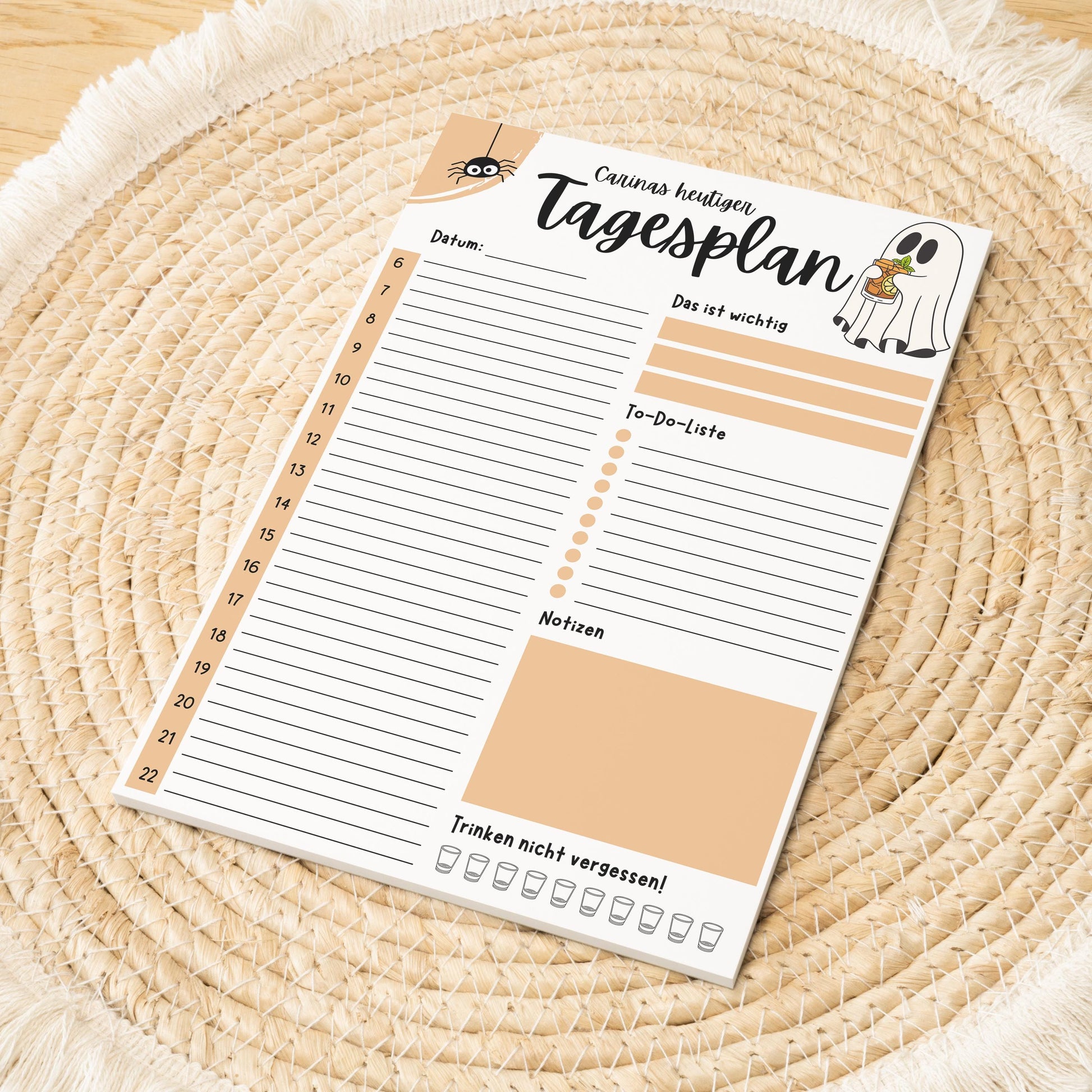 Tagesplaner Summerween A5 Notizblock personalisierbar mit Namen To Do Liste Notizblock für Studenten Schreibblock Bürobedarf Geschenk