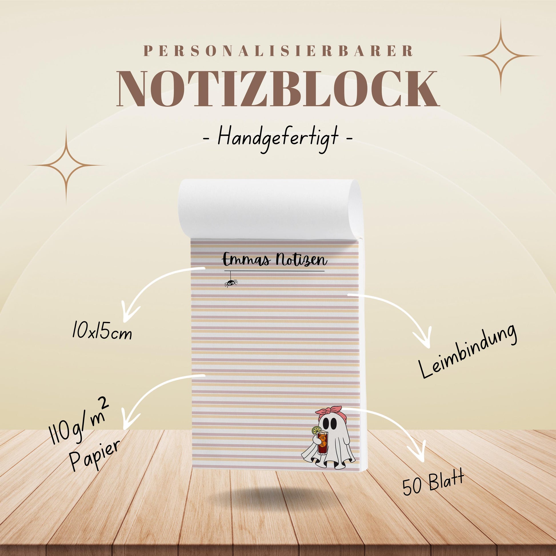 Notizblock Summerween Notizblock personalisierbar mit Namen To-Do Liste Notizblock für Studenten Bürobedarf Geschenk Kollegin