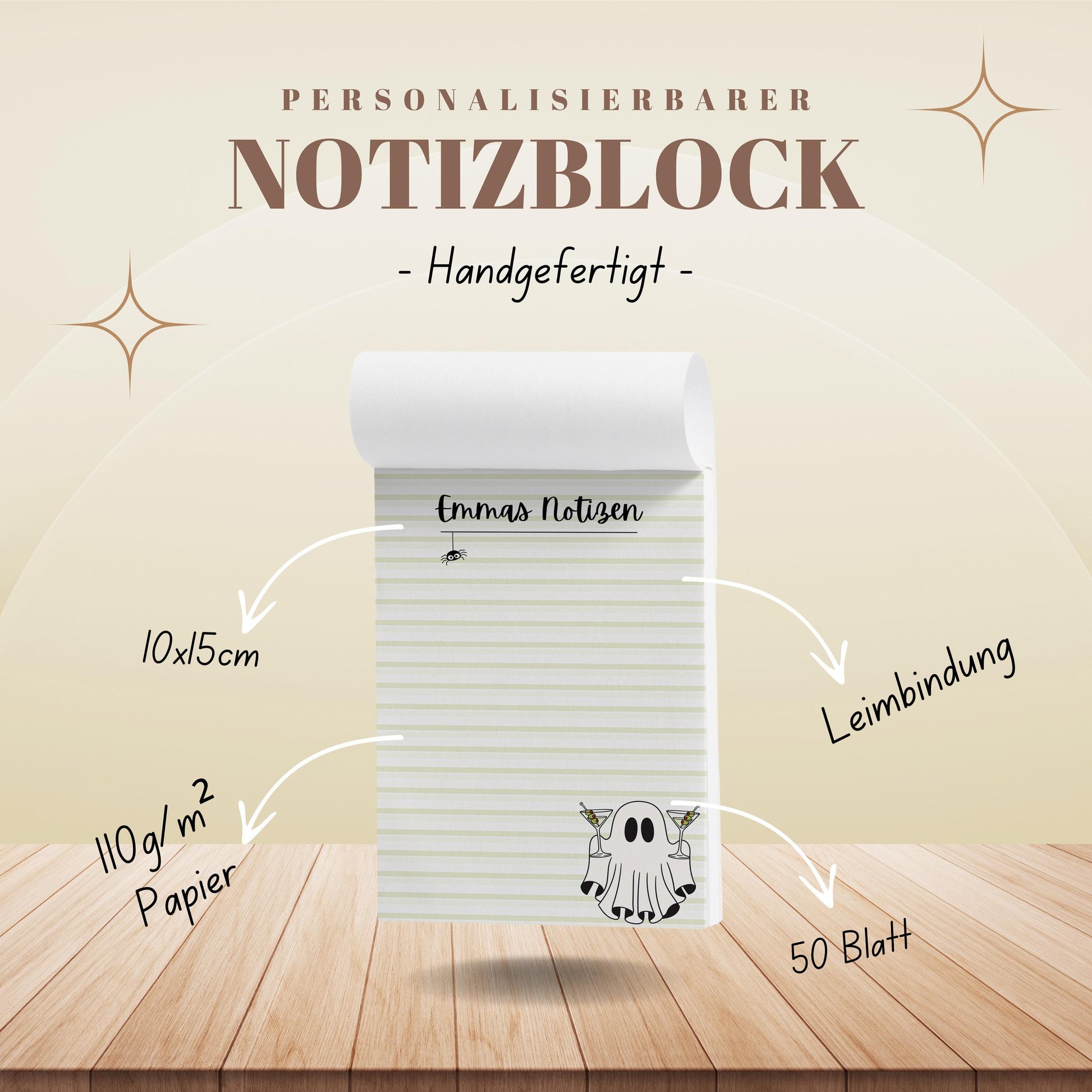 Notizblock Summerween Notizblock personalisierbar mit Namen To-Do Liste Notizblock für Studenten Bürobedarf Geschenk Kollegin