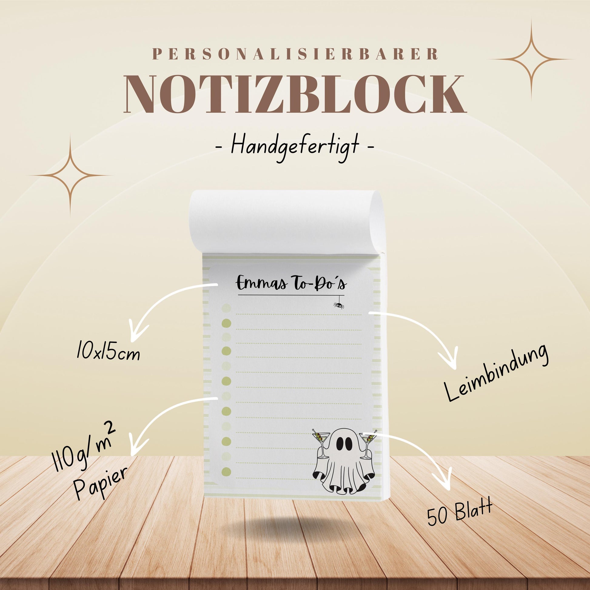 Notizblock Summerween Notizblock personalisierbar mit Namen To-Do Liste Notizblock für Studenten Bürobedarf Geschenk Kollegin